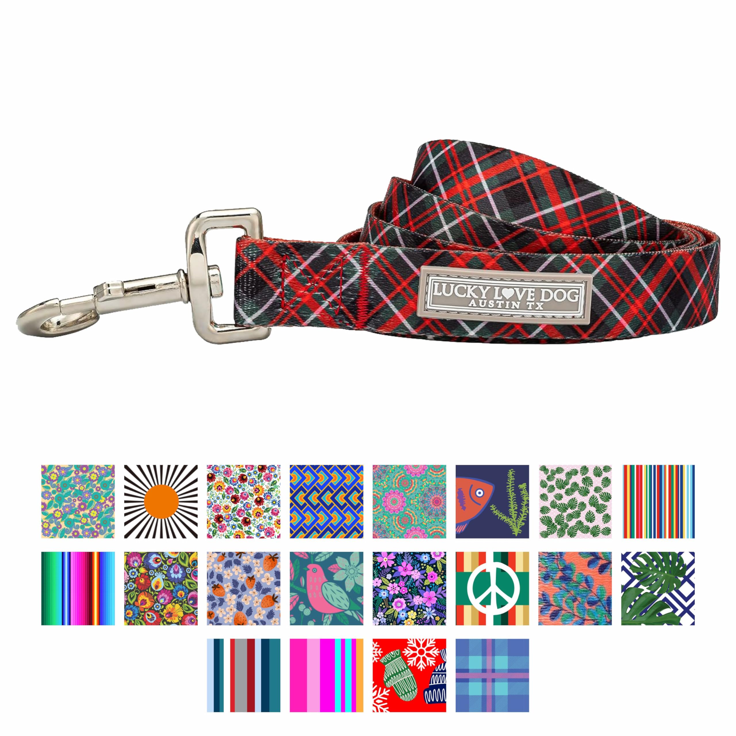 Lucky Love Dog Beautiful Evergreen Leash - Vivid Berry Plaid For Boy And Girl Dogs (Small, Heywood)