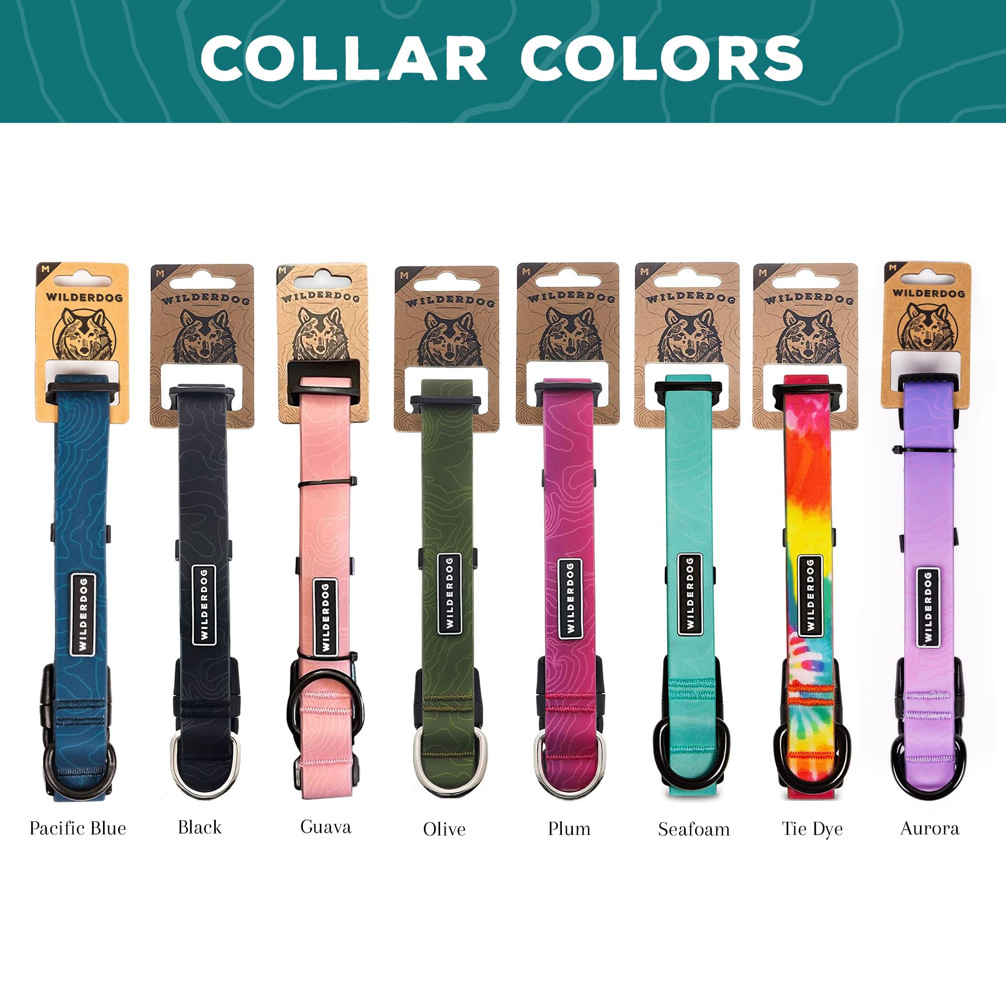 Wilderdog Waterproof Dog Collar - Repels Water & Dirt - Medium 13''-18'' - Aurora