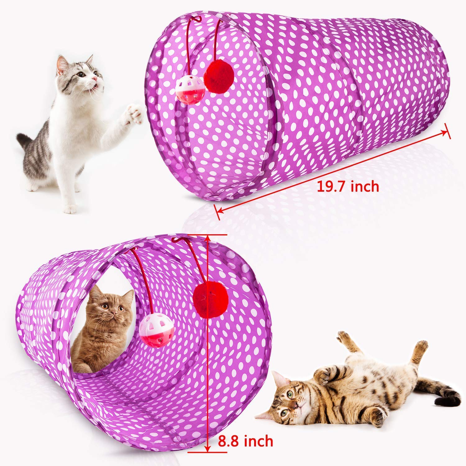 Mibote 28Pcs Cat Toys Kitten Toys Assorted, Cat Tunnel Catnip Fish Feather Teaser Wand Fish Fluffy Mouse Mice Balls And Bells Toys For Indoor Cat Puppy Kitty Interactive Cat Toy Set