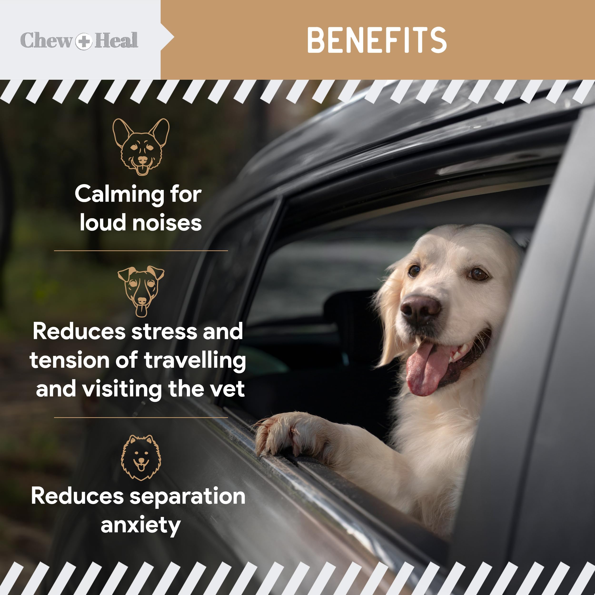 Calming Chews for Dogs - 30 Peanut Butter Melatonin Dog Sleep Aid & Calming Dog Treats with Thiamine, L-Tryptophan & Ginger