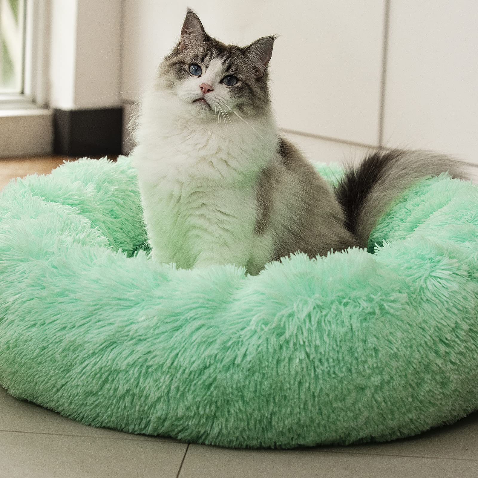 Raimaiso Anti Anxiety Round Fluffy Plush Faux Fur Warm Washable Dog Bed & Cat Bed, Original Bed For Small Medium Large Pets,Used