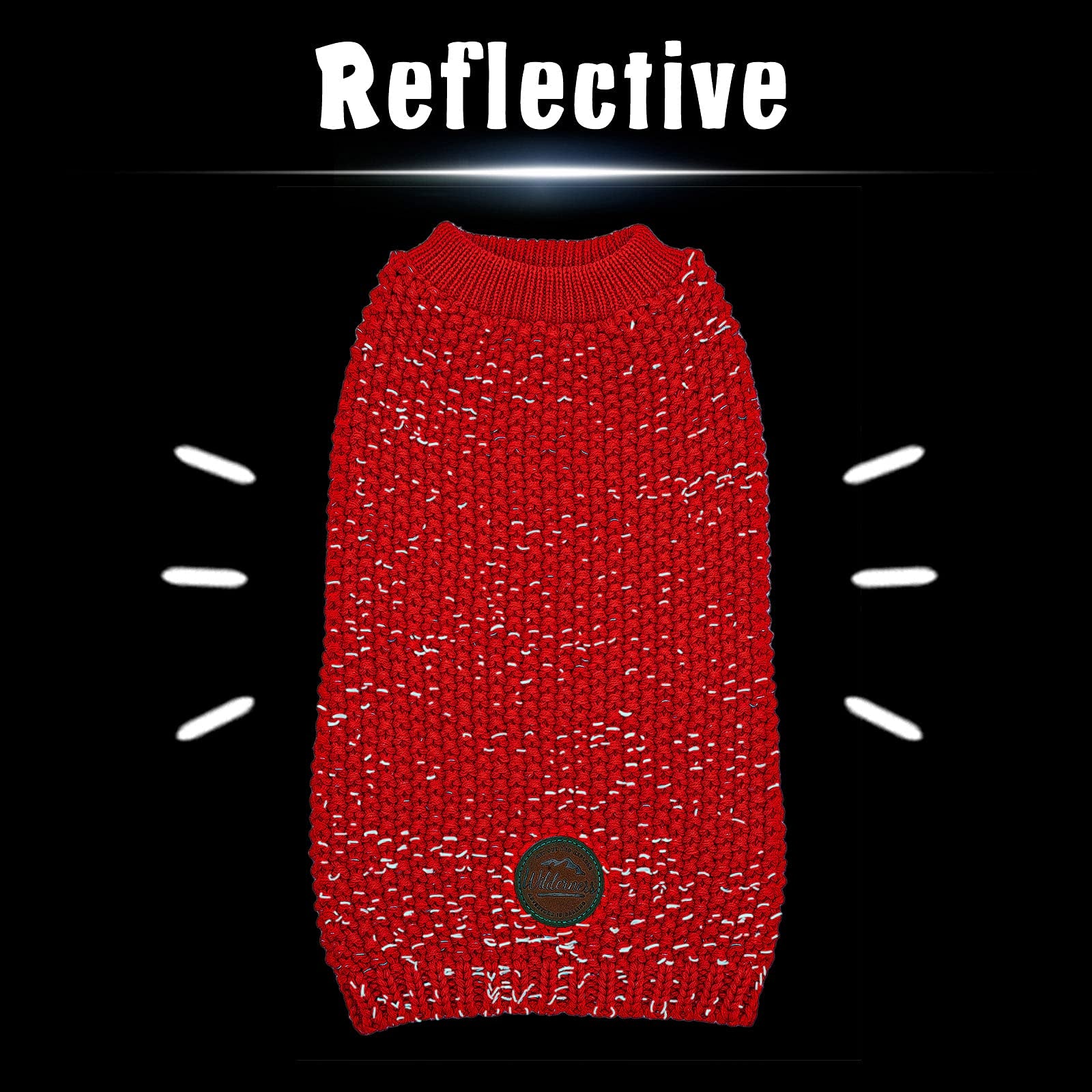 Kyeese Dog Sweaters Heavy Reflective Pullover Dog Knitwear For Fall Winter For Medium Dogs Red