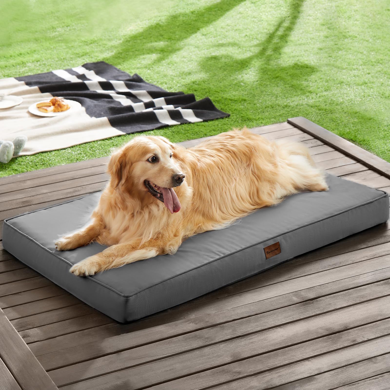 Bfpethome Outdoor Dog Bed For Large Dogs, Waterproof, Orthopedic With Removable Washable Cover, Egg Crate Foam Mat. (30 X 20In,