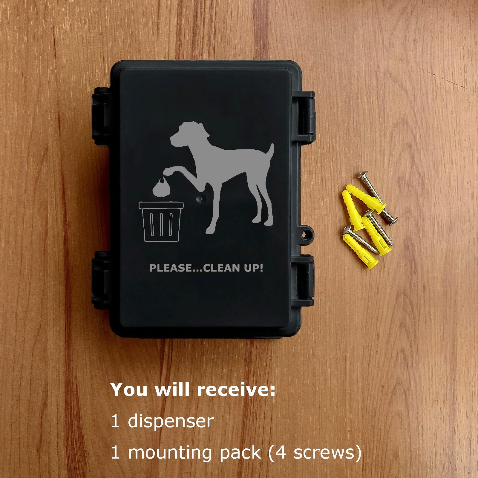 Dog Poop Bag Dispenser Wall Mounted Waterproof Outdoor Pet Waste Bags Dispenser Station with Cute Doggie Poo Images Post, Pole,