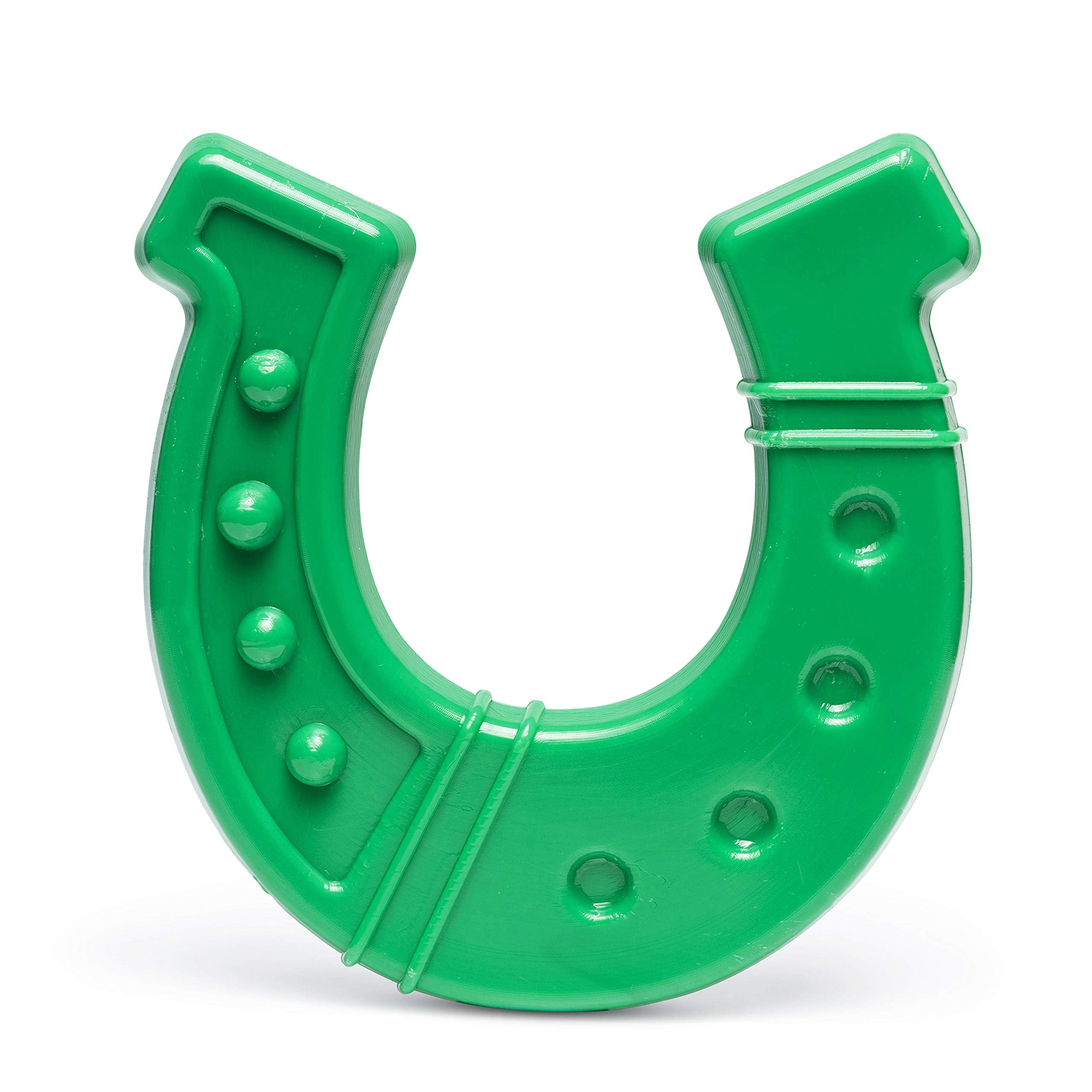 BULLYMAKE Horseshoe Nylon Dog Toy for Tough Chewers - Durable, Green, Made in USA