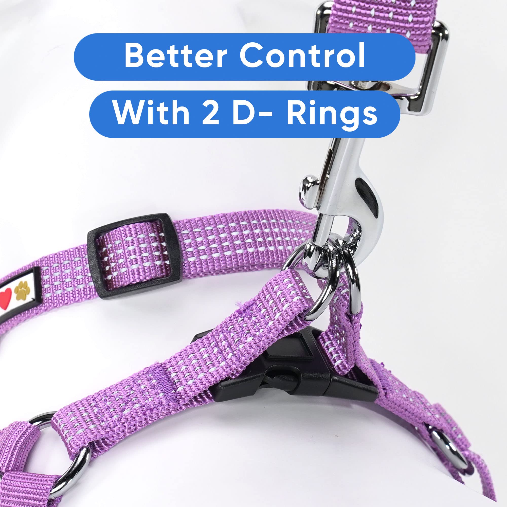Pawtitas Orchid Purple Dog Harness - Adjustable, Reflective Step-In Harness For Large Dogs
