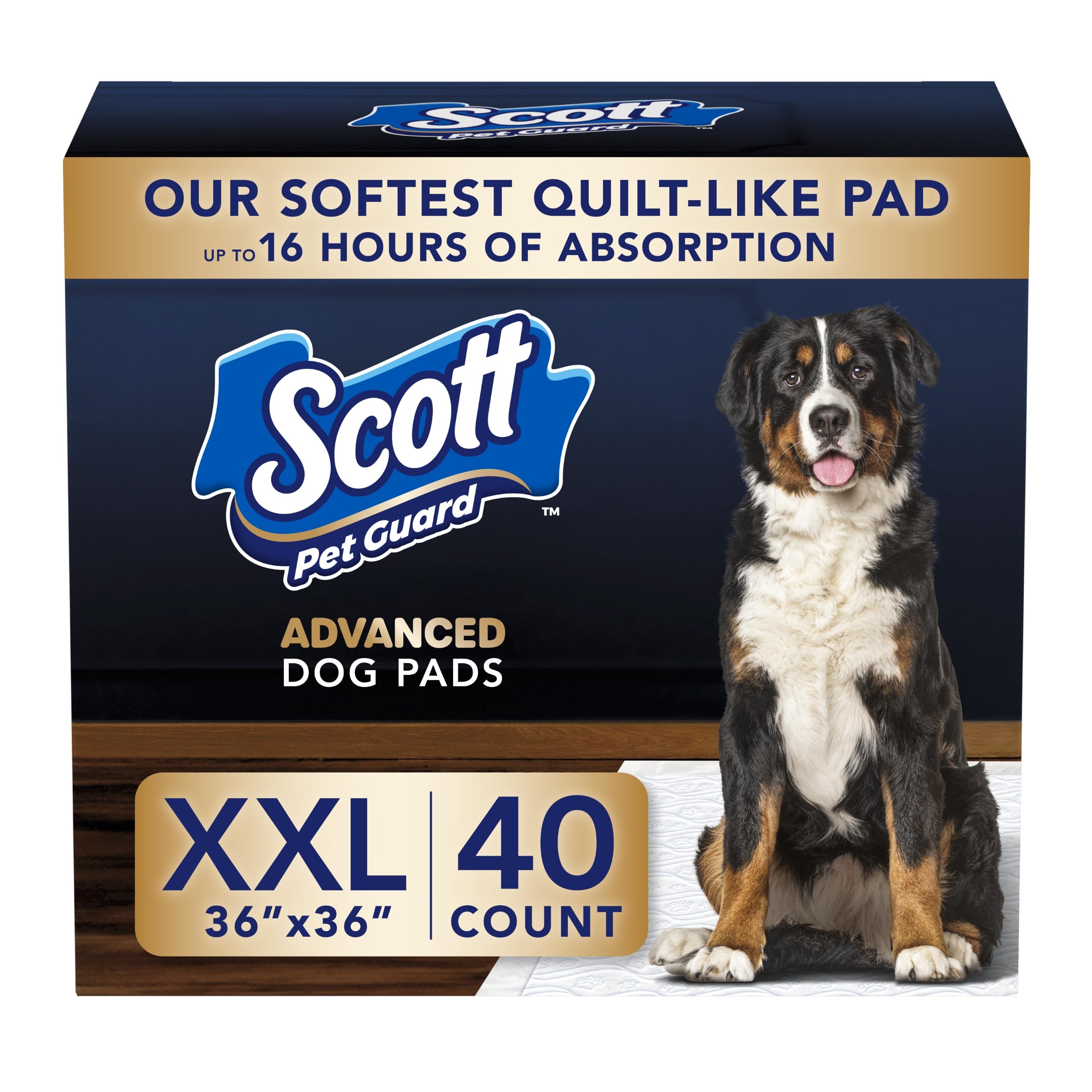 Scott Pet Guard Advanced Dog Pads - Dog Training Pee Pads for Large & Extra Large Dogs - Up to 16 Hour Absorbency with Odor Cont