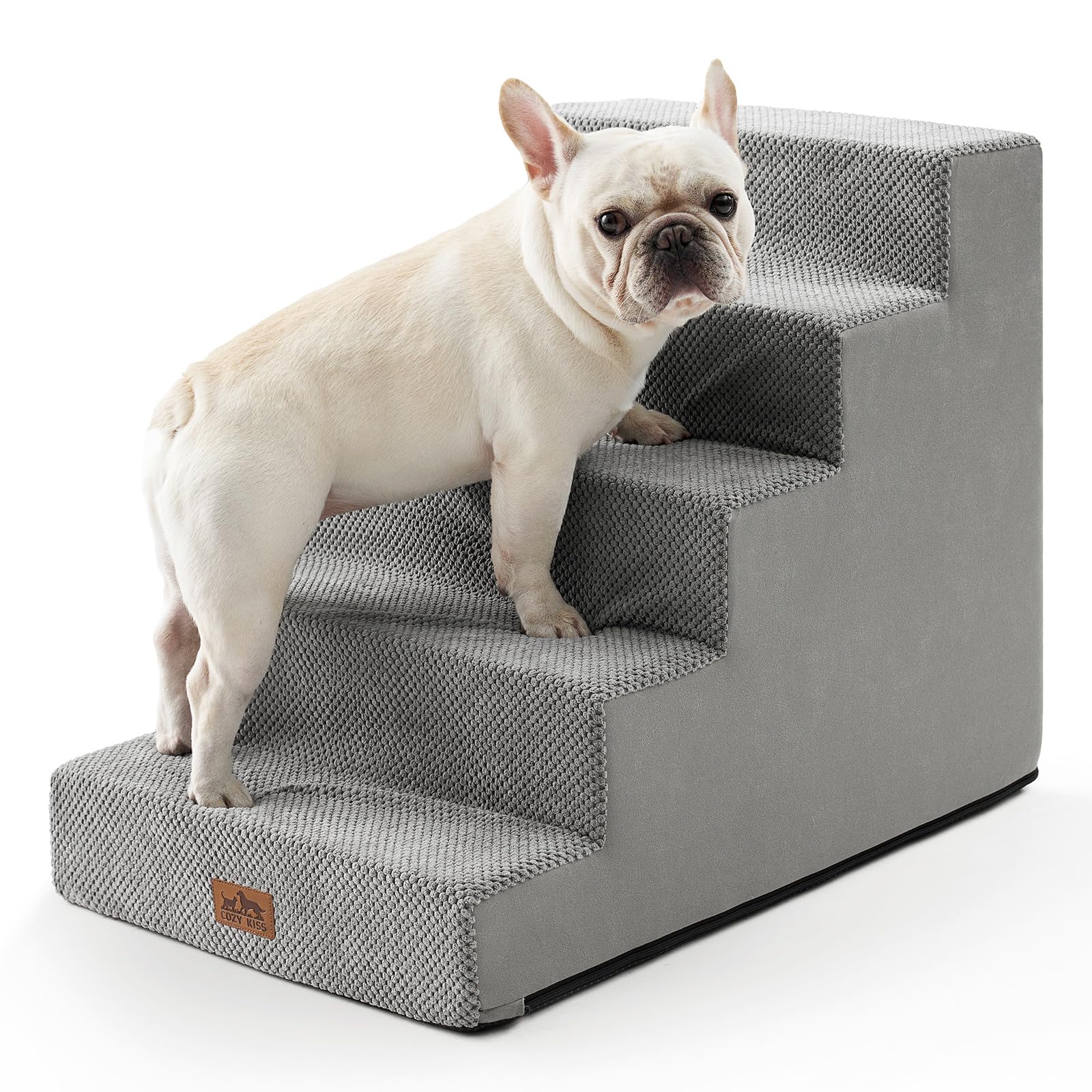 Cozy Kiss Dog Stairs For Small Dogs, 5 Tier Wider Pet Stairs For High Beds, 23.6'' H Non-Slip Dog Steps For Old Cats, Puppies, S