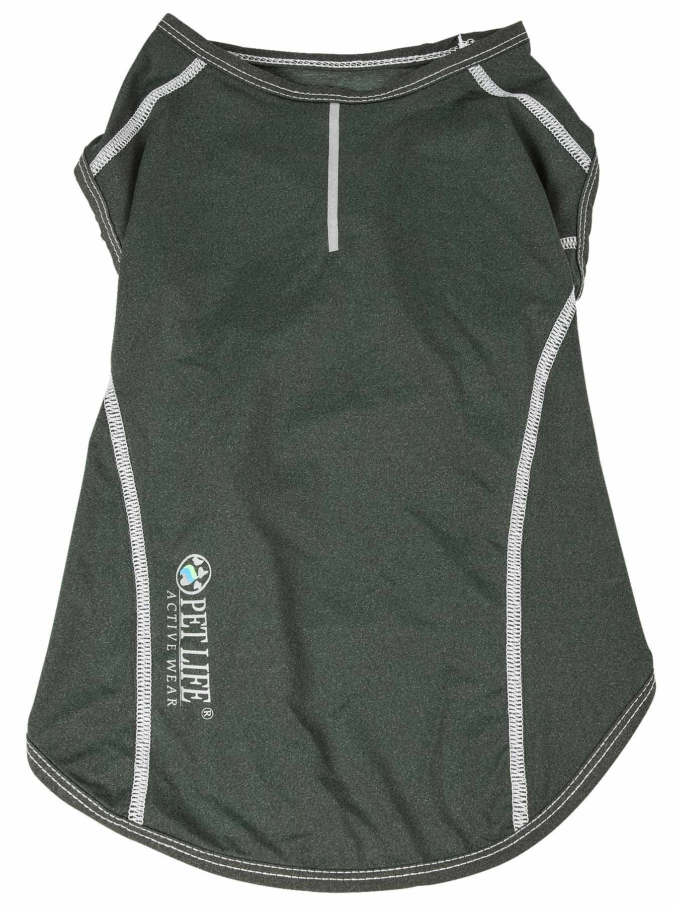 Pet Life ® Active 'Racerbark' Fitness and Yoga Dog T-Shirt Tank Top - Performance Pet T-Shirt with 4-Way-Stretch and Quick-Dry Technology - Summer Dog Clothes with added Reflective Safety