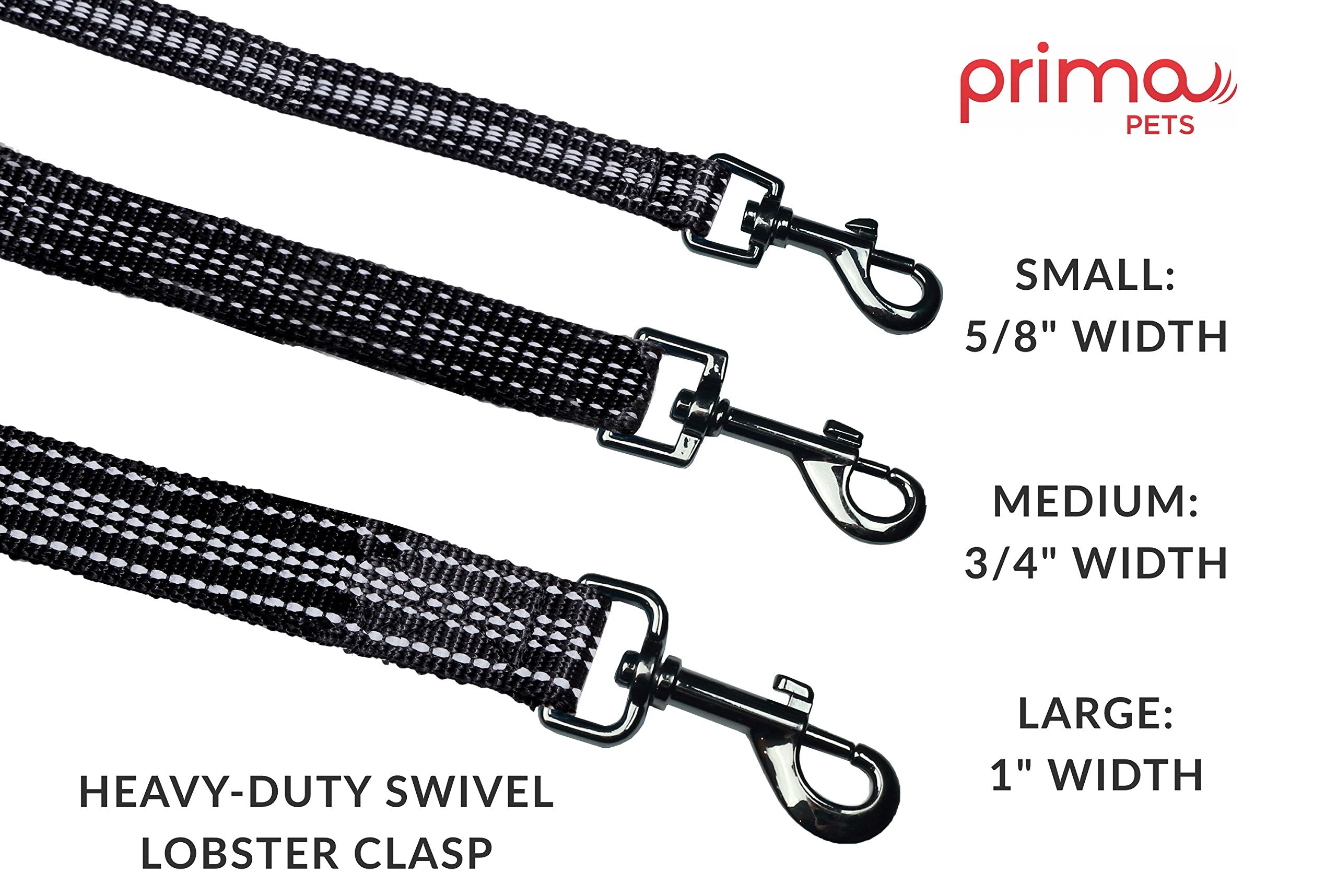 Reflective 4 Feet Nylon Dog Leash With Padded Double Handles, 2 Heavy Duty Neoprene Handles For Control Safety Training Durable Traffic Handle, For Medium To Large Dog (Large - 1' Width, Black)
