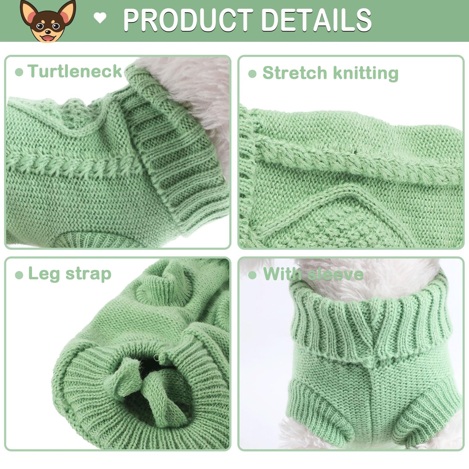 2 Pieces Chihuahua Clothes Dog Clothes For Small Dogs Girl Dog Sweaters For Small Dogs Cute Puppy Cat Clothes Turtleneck Thick Warm Clothes For Yorkie Cat Extra Small Dog Clothes (Xx-Smal)