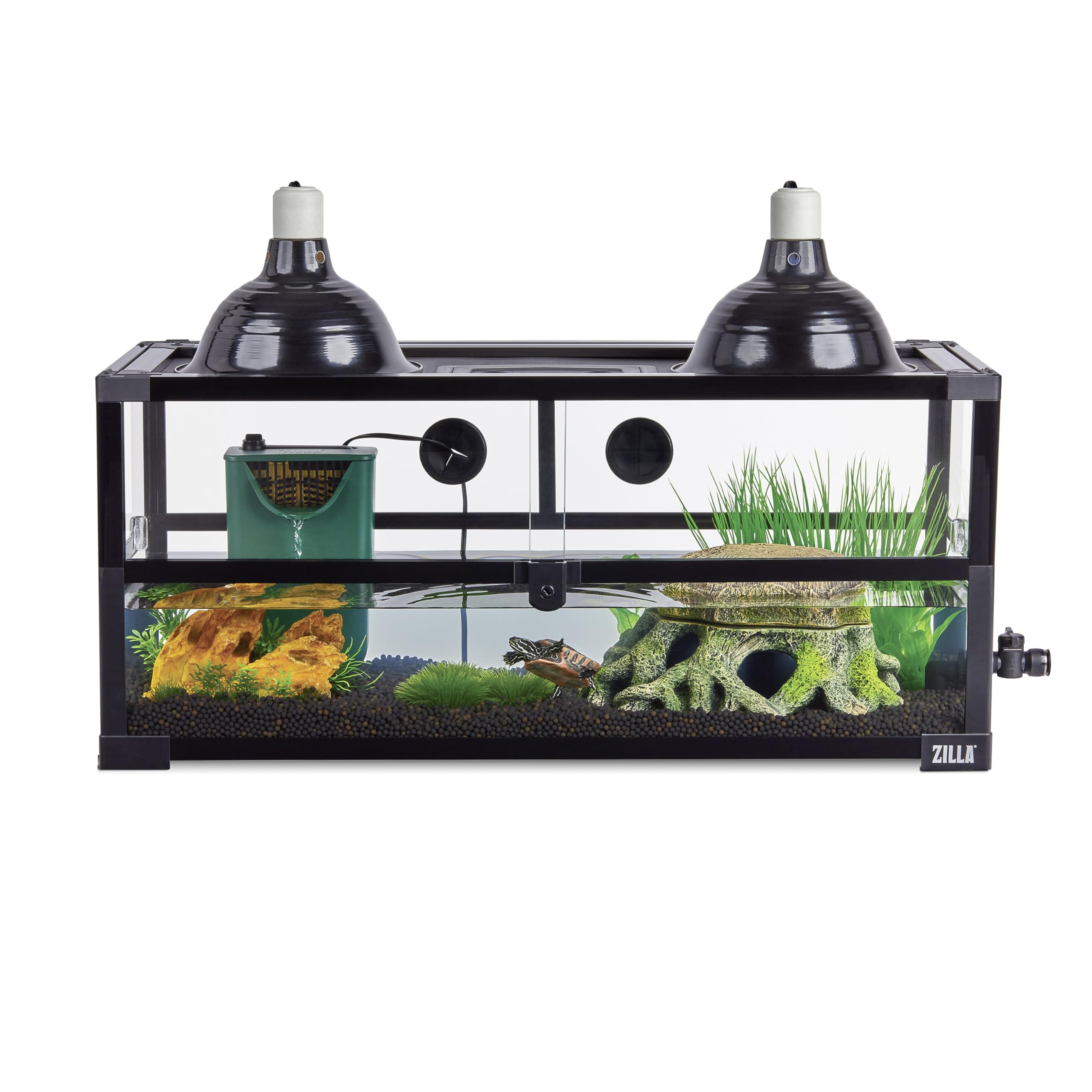 Zilla QuickBuild Aquatic Turtle 20 Gallon Long Size Holds 9 Gallons of Water Glass Terrarium Habitat, 30 x 12 x 13.5