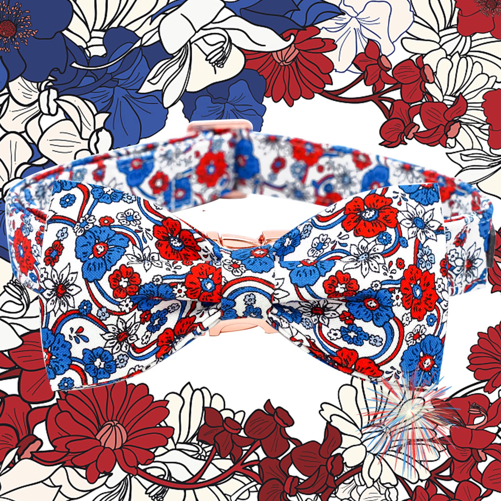 Elegant Little Tail Independence Dog Collar, 4Th Of July Patriotic Holiday Bowtie Dog Collars Holiday Pet Gift Adjustable Soft P
