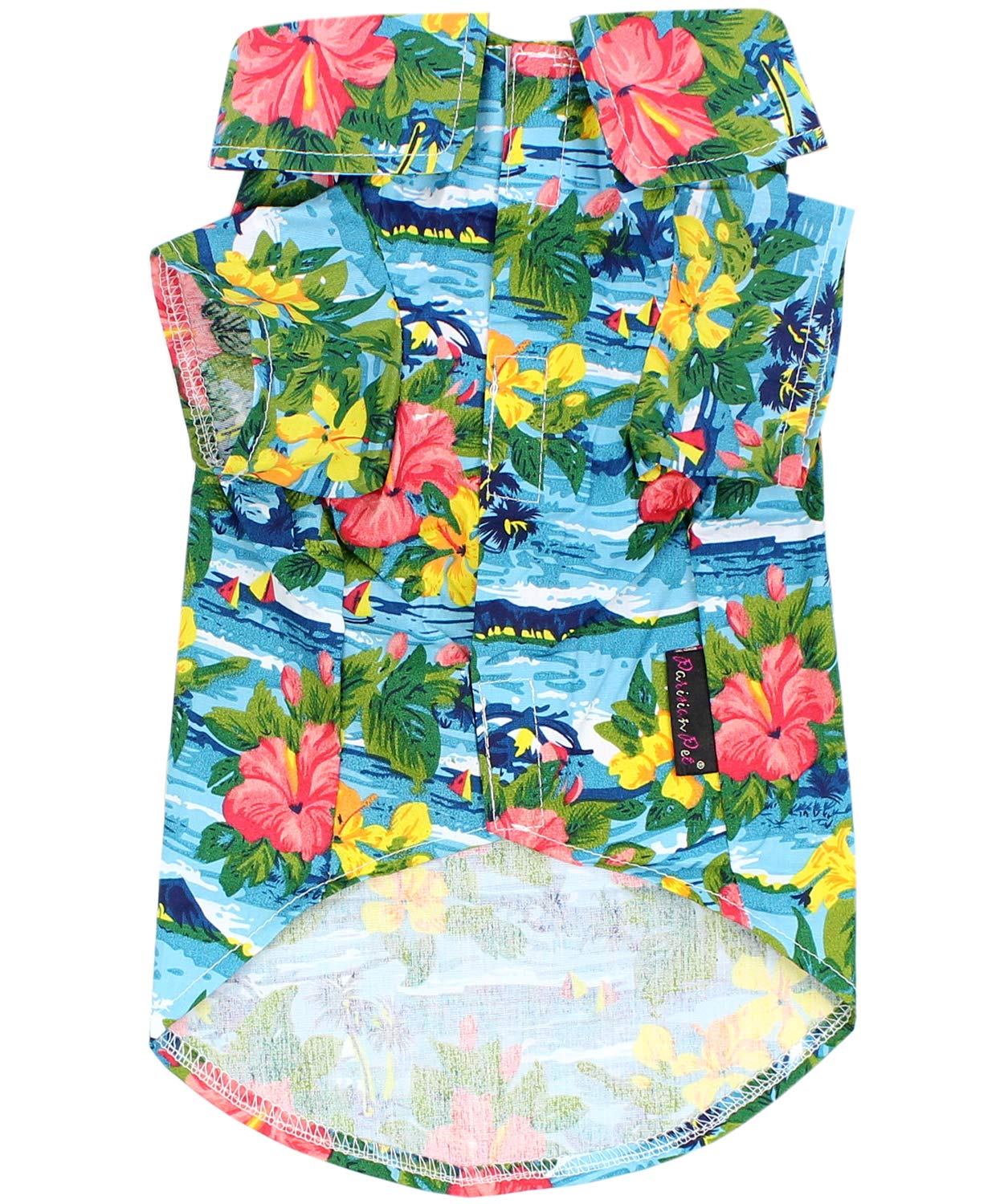Parisian Pet Hawaiian Dog Shirt - Cotton Summer Clothes - Stylish Beach Outfit - Hook And Loop Closure - Machine Washable For Me