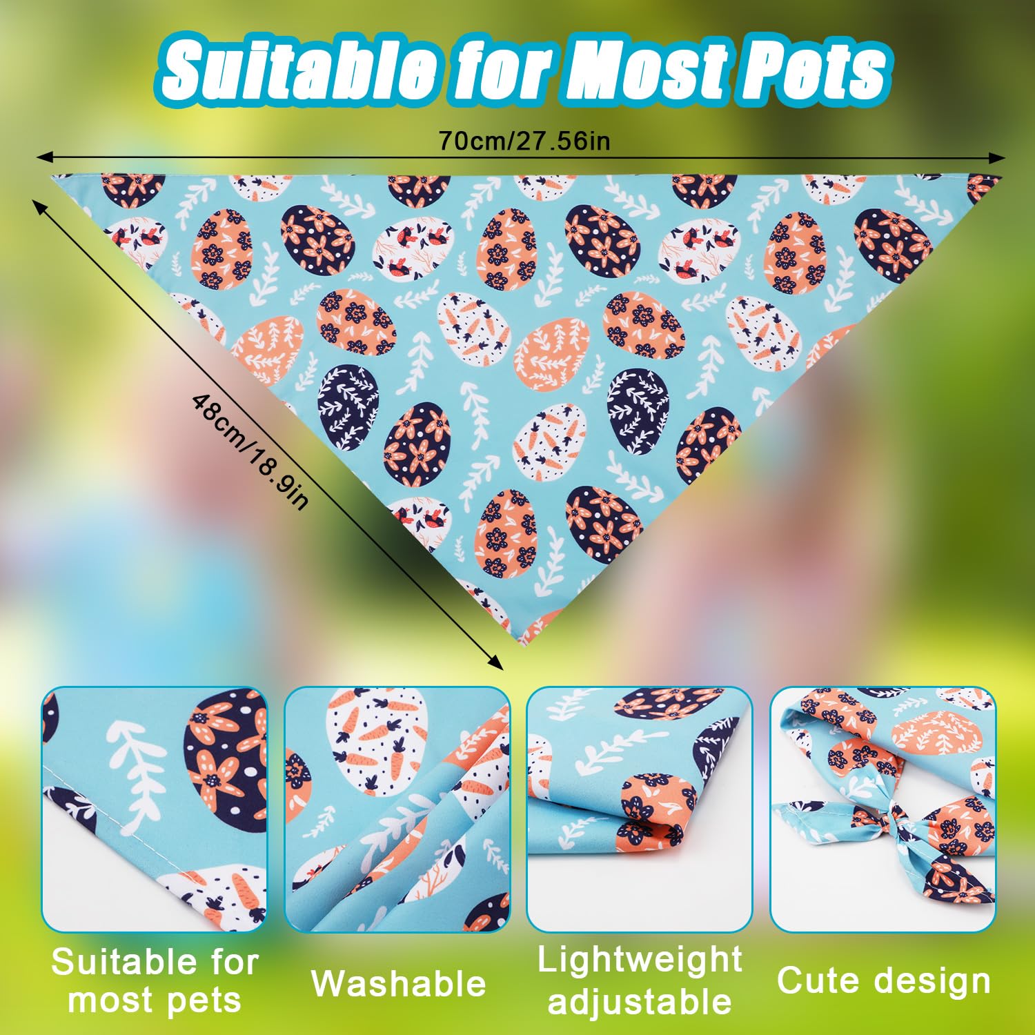 Peutier 4Pcs Easter Dog Bandana, Rabbit Easter Egg Pattern Easter Dog Scarf Triangle Bibs Pet Kerchief Bandana For Dogs Cats Hol