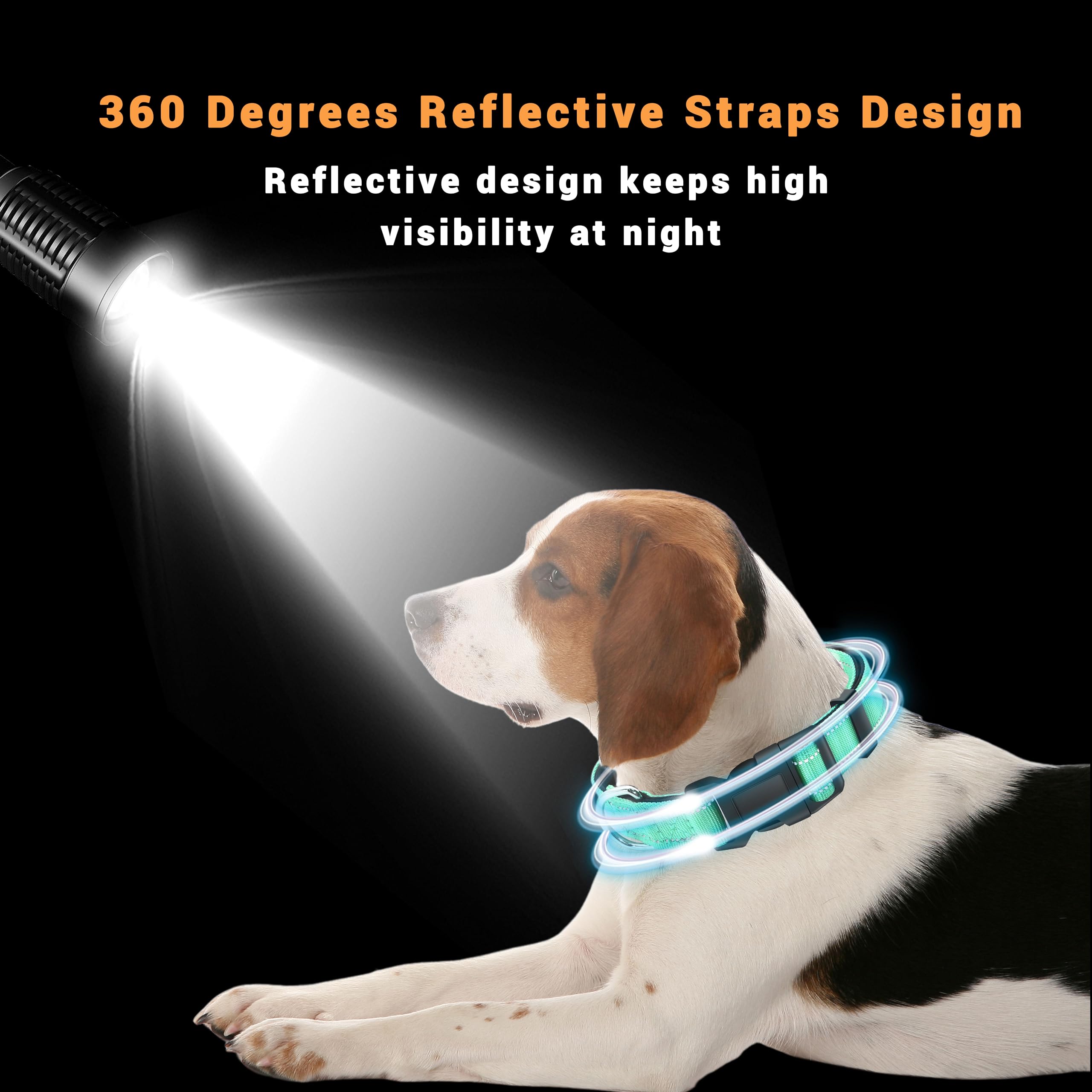 Lievuiken 2 Pack Reflective Dog Collar With Safety Locking Buckle, Adjustable Soft Breathable Comfortable Nylon Pet Collar For Small, Medium And Large Dogs, Turquoise, Xs
