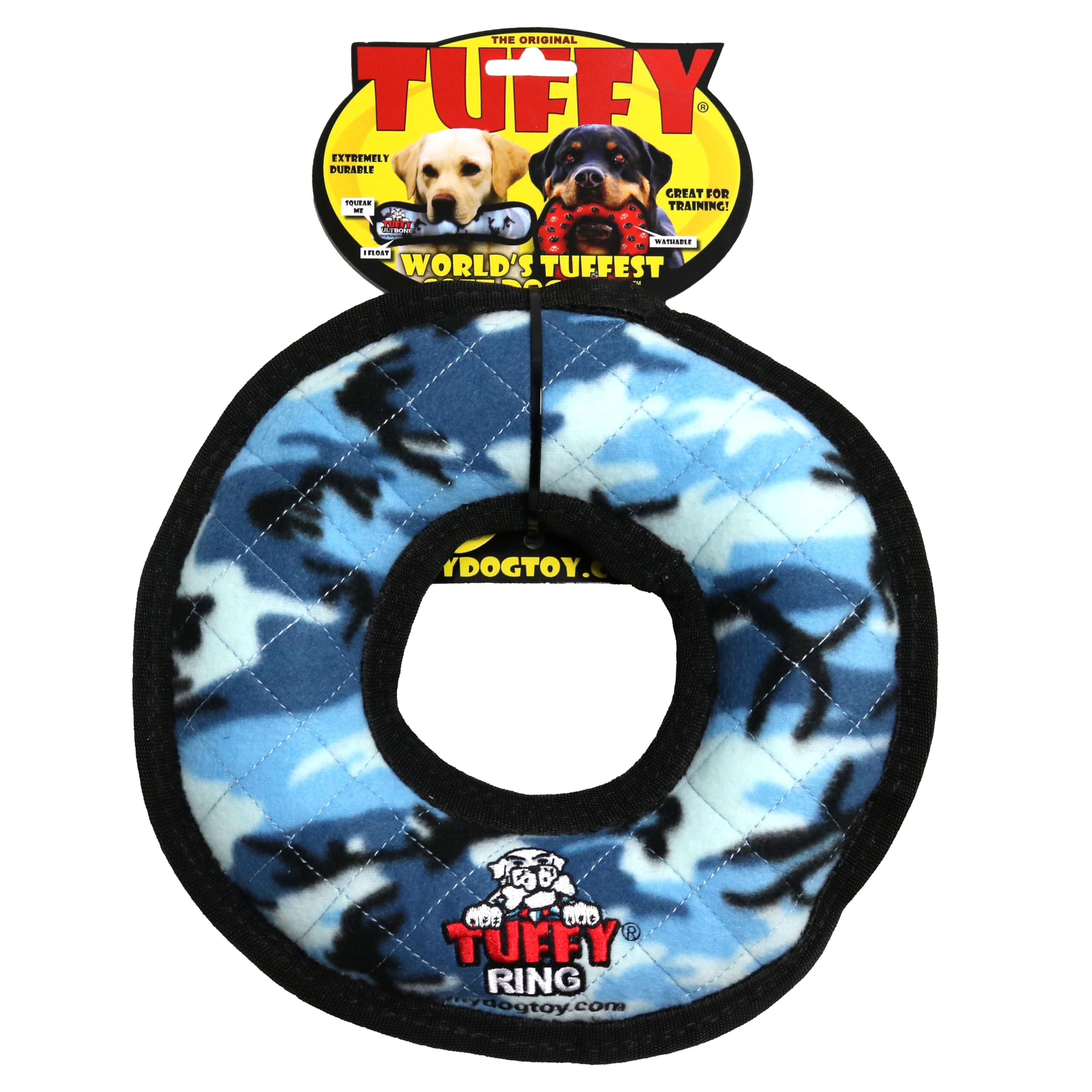 Tuffy Ultimate Ring, Durable Dog Toy (Regular, Camo Blue)