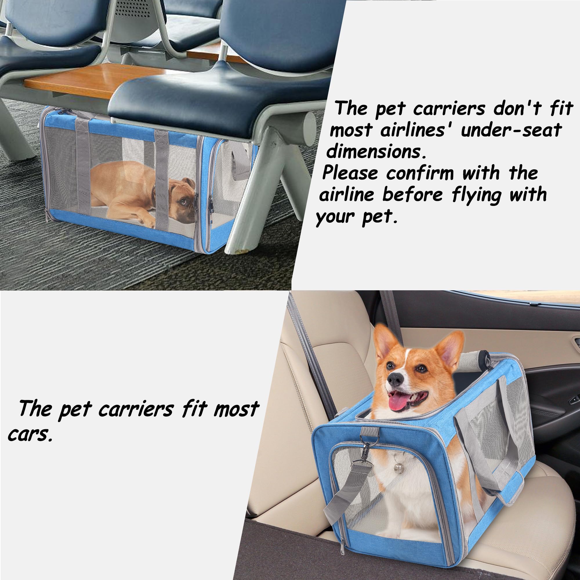 Atvobi Portable Cat Carrier For Small To Large Cats - Soft, Airline Approved, Blue