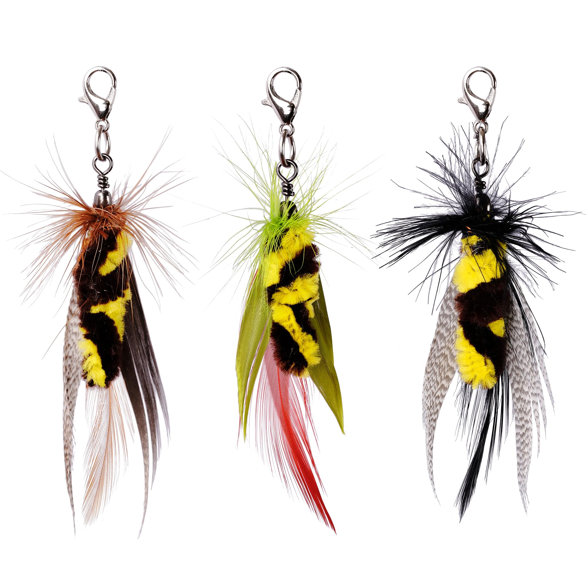 Jxfukal Feather Toy Refills, 3Pcs Simulation Mini Insects Lures Wand Attachment Toys Replacement For Kitty Kitten Indoor Cats Ac