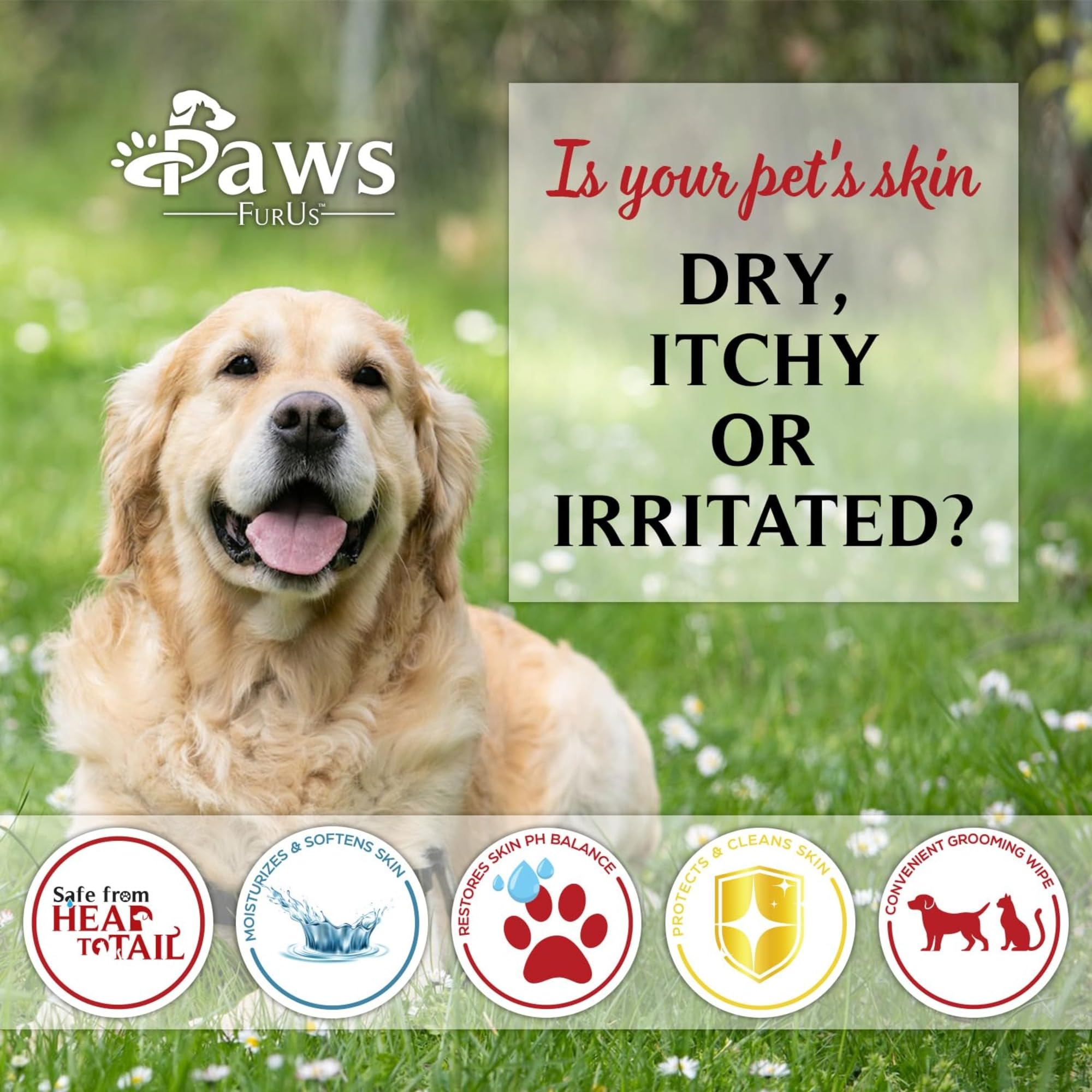 PawsFurUs Pet Wipes All-Natural Antibacterial & Antifungal Pet Wipes