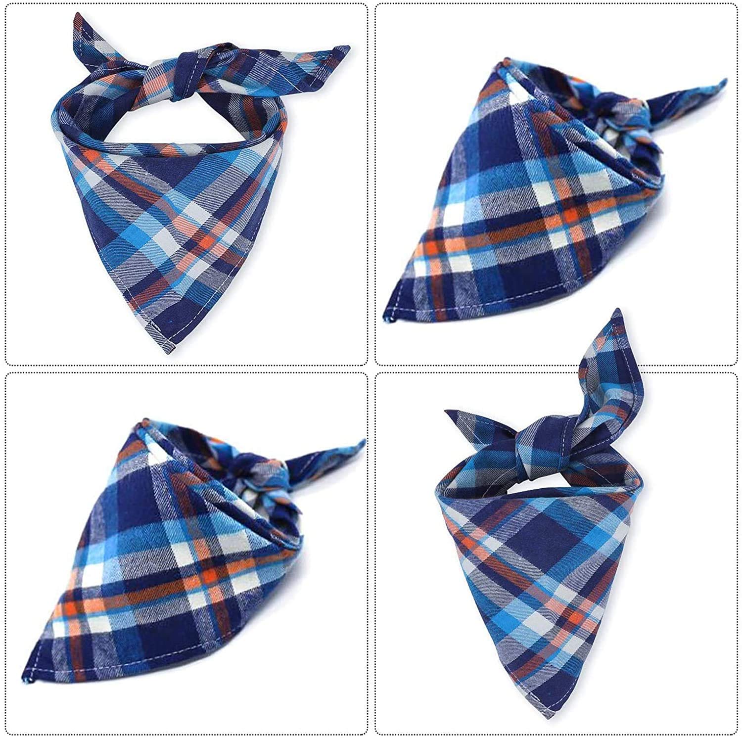 Vipith 8 Pack Triangle Dog Bandanas, Reversible Plaid Painting Bibs Scarf, Washable Christmas Dog Bandanas Dog Apparel & Accessories Kerchief Set