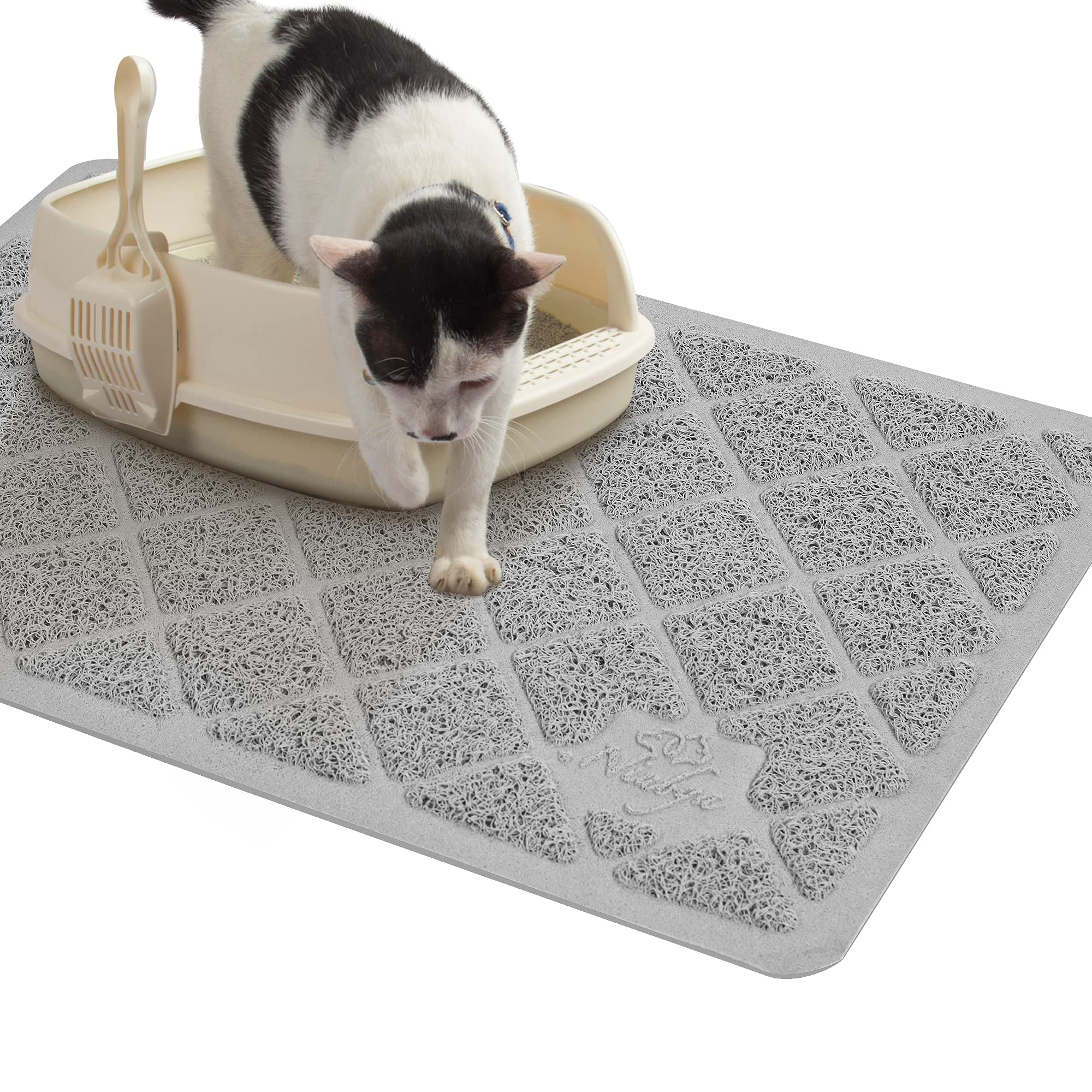 Niubya Premium Cat Litter Mat, Litter Box Mat With Non-Slip And Waterproof Backing, Litter Trapping Mat Soft On Kitty Paws And Easy To Clean, Cat Mat Traps Litter From Box