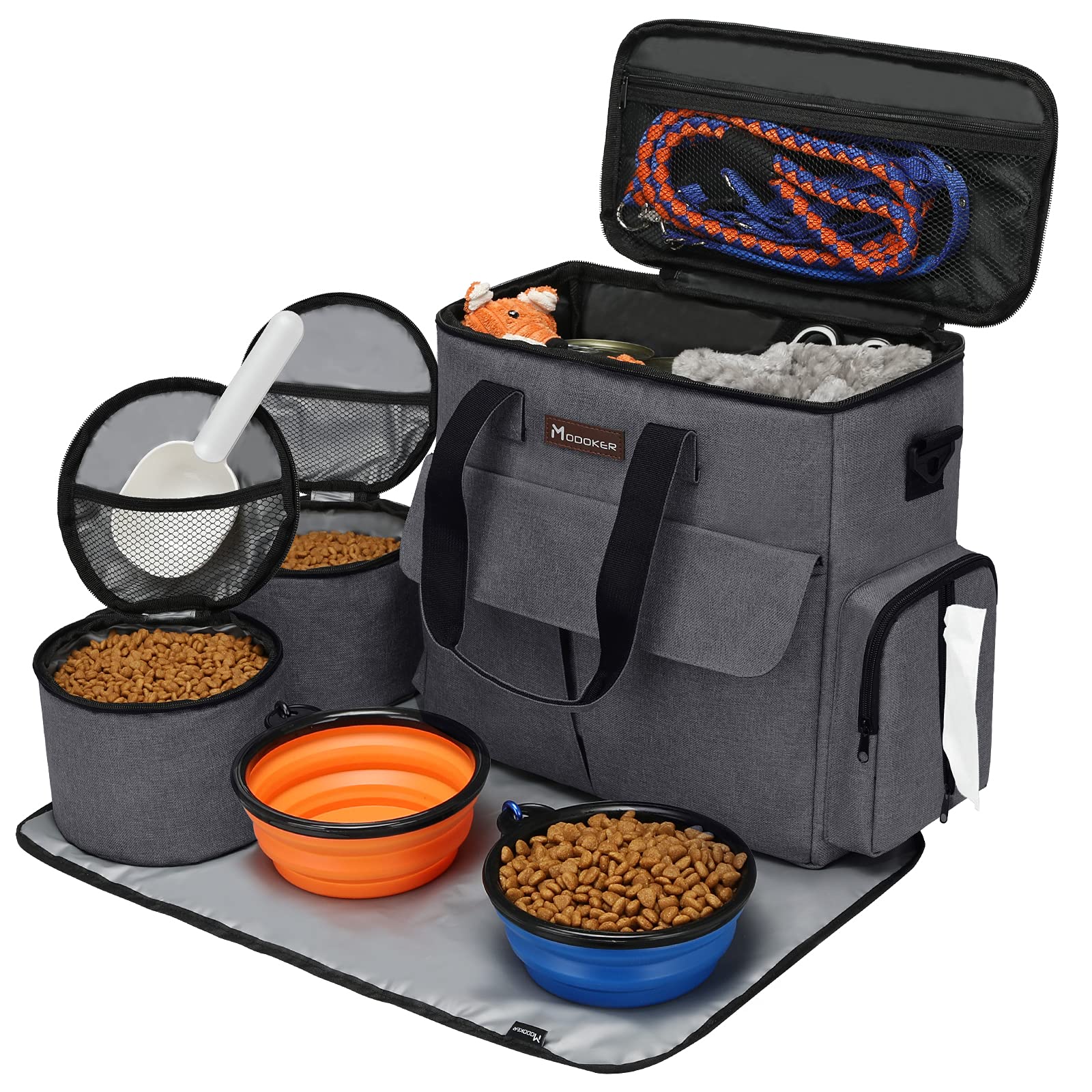 Modoker Airline Approved Pet Travel Bag, Weekend Dog Travel Set for Dog and Cat, Airline Approved Tote Organizer with Multi-Func