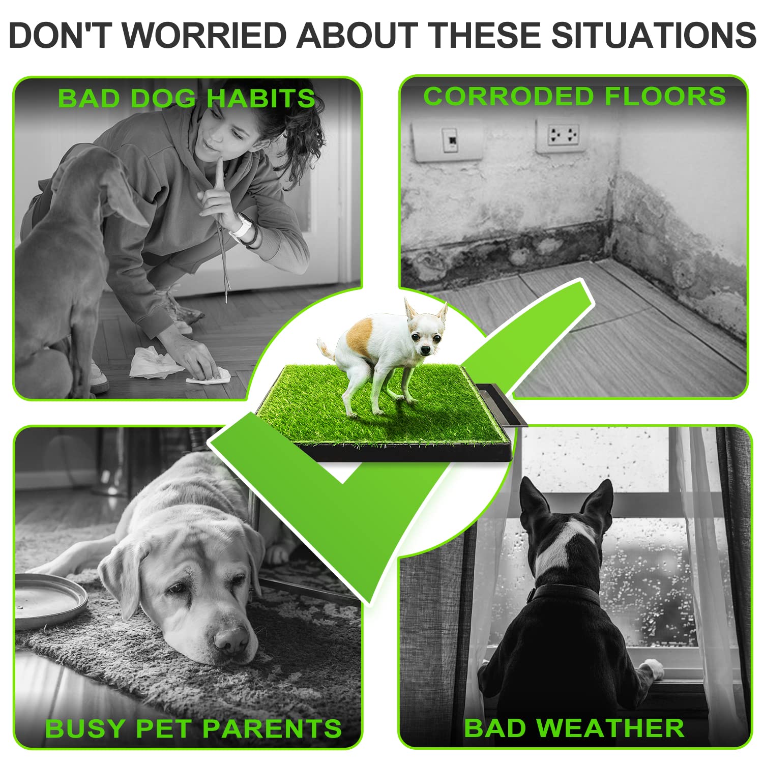 Hompet Dog Toilet Indoor Puppy Training Pad, Removable Dog Potty For Easier Clean Up,Dog Grass Pad With Tray Pet Training Grass