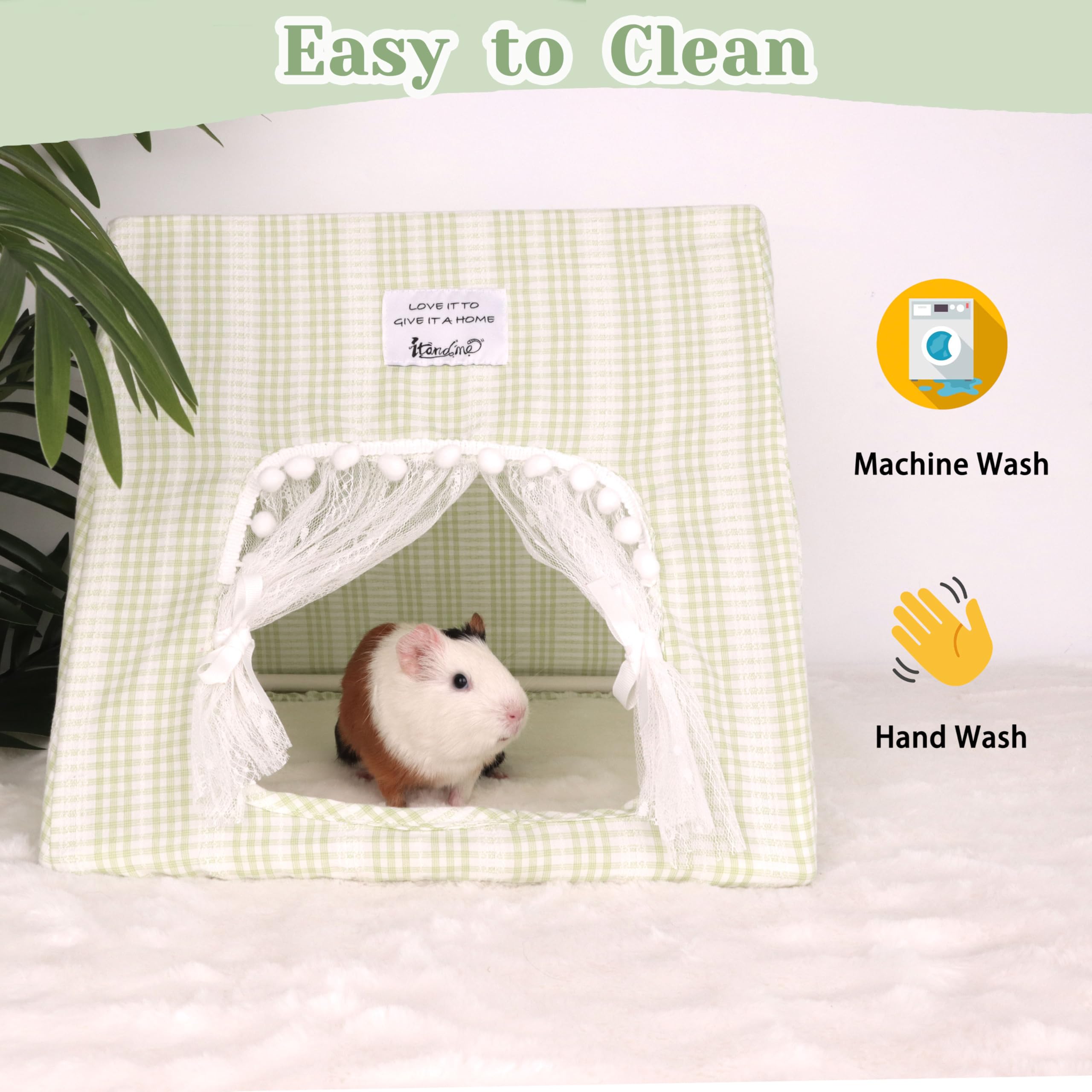 Guinea Pig Hideout Large With Curtain, Bunny Hideout, Machine Washable Guinea Pig Hide Tent Houses & Habitats, Small Animal Hide