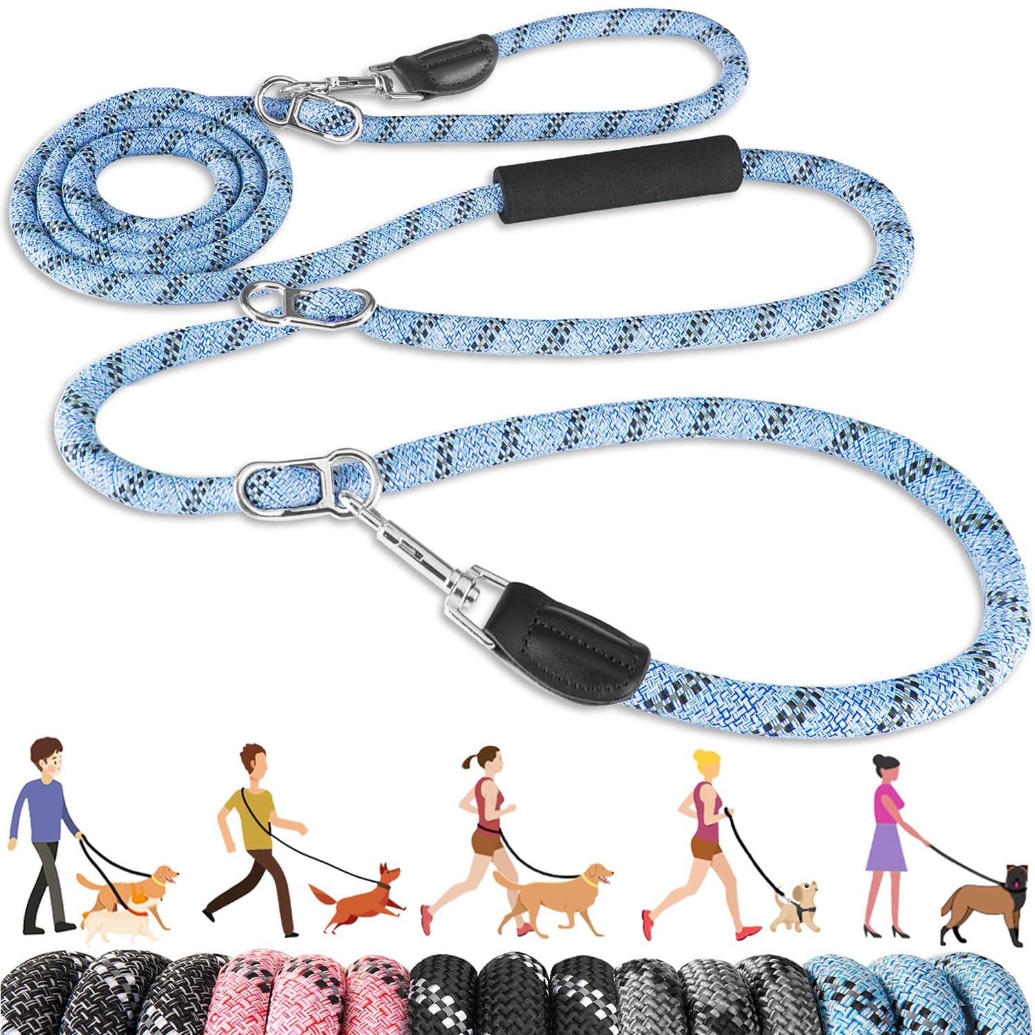 Lukovee Hands Free Dog Leash, 10Ft Adjustable Training Lead 1/2 Inch Nylon Heavy Duty Lead No Pull For Large Medium Dogs, Tangle