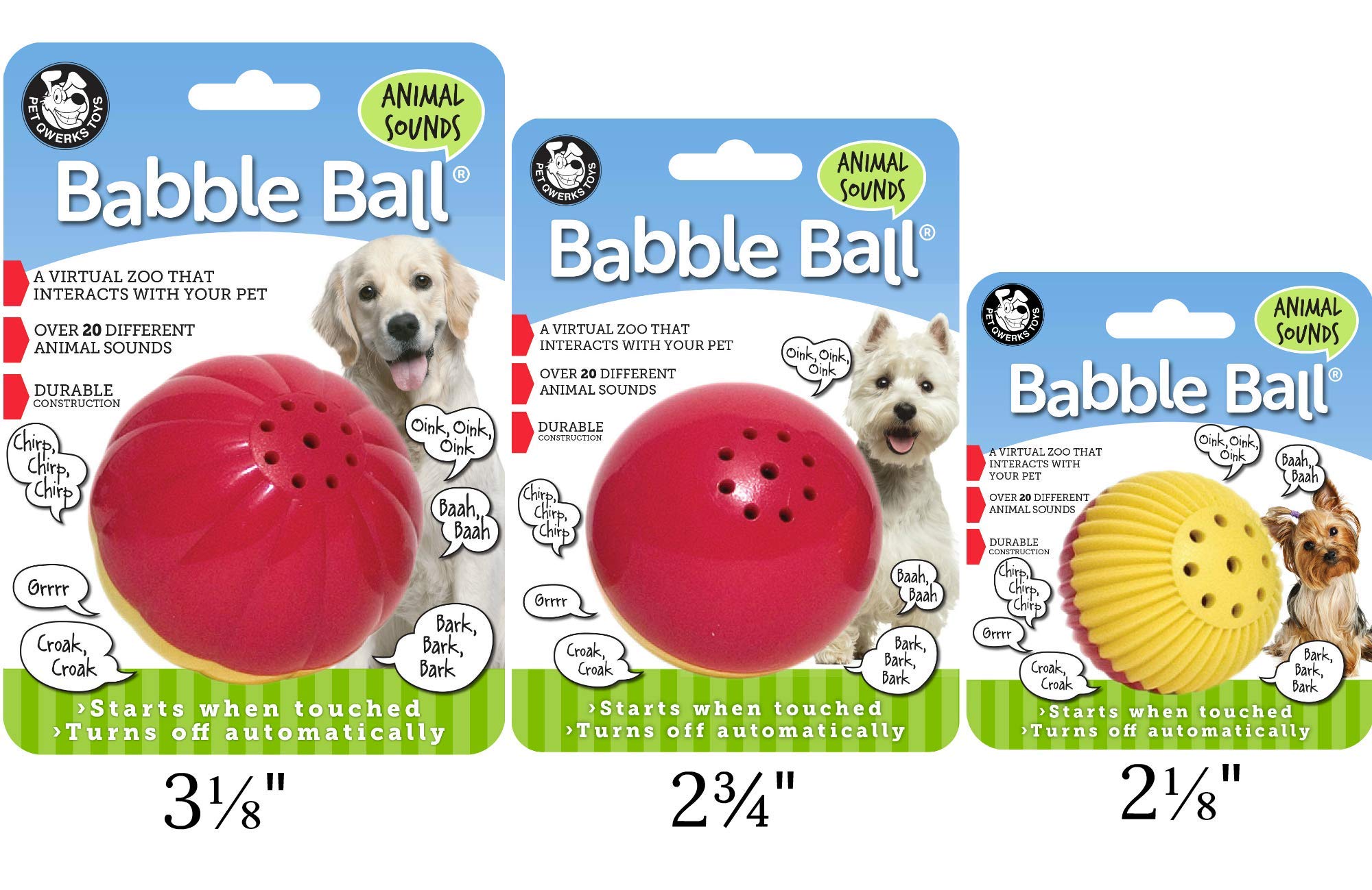 Pet Qwerks Animal Sounds Babble Ball - Chew Dog Toy - Small