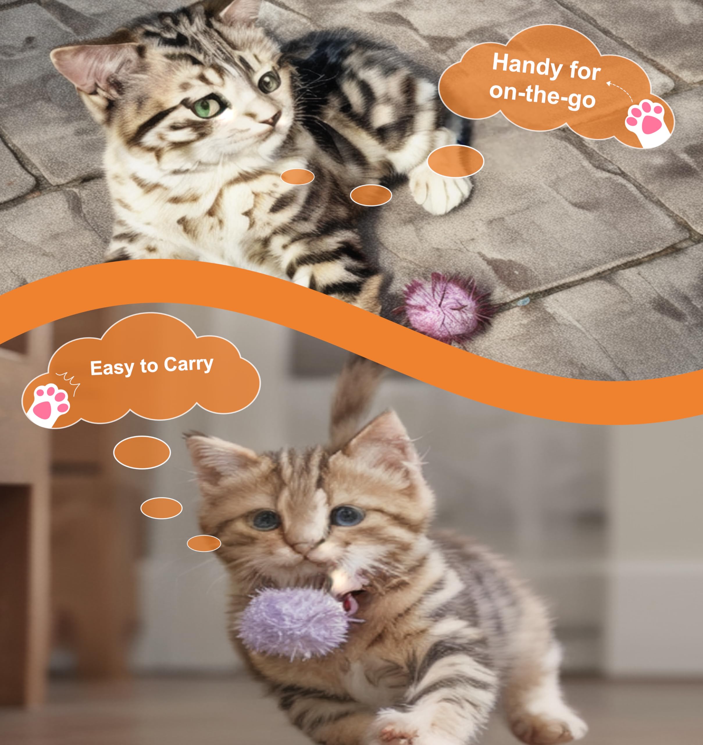 Yruizqmt 50 Pcs Cat Pom Pom Balls, 1.5 Inch Colorful Sparkle Ball Large For Cats, Cat Toy Balls With Tinsel Glittering Material,