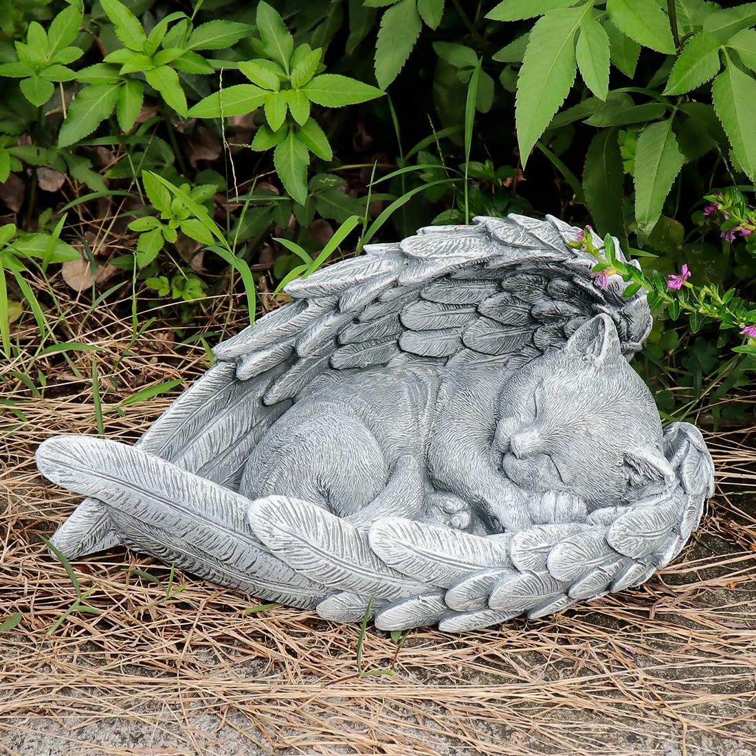 Pet Memorial Stone, Cat Memorial Stone, Cat Stepping Stone, Pet Angel Wing Sleeping Cat Memorial Stone, Cat Memorial Garden Stat