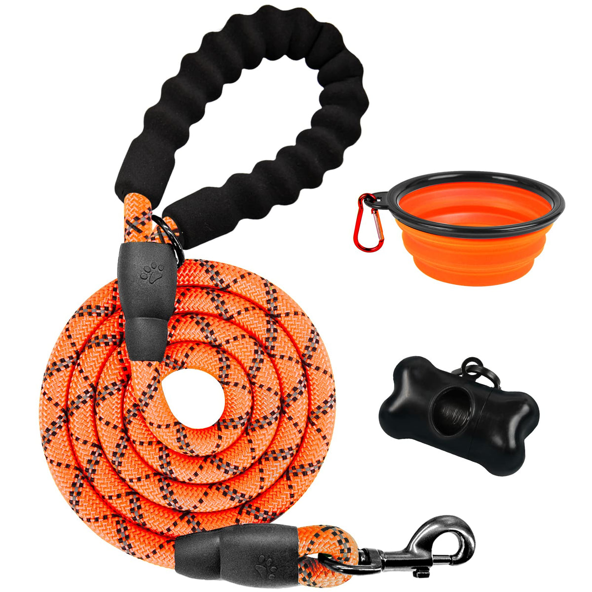 Barkbay Dog Leashes For Large Dogs Rope Leash Heavy Duty Dog Leash With Comfortable Padded Handle And Highly Reflective Threads 5 Ft For Small Medium Large Dogs(Orange)