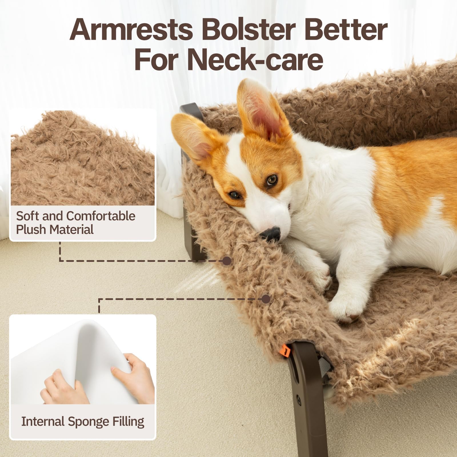 Mewoofun Elevated Cat & Dog Bed, Small Dog Sofa With Non-Slip Bottom, Cat Couch With Premium Abs Frame & Breathable Cover, Machi