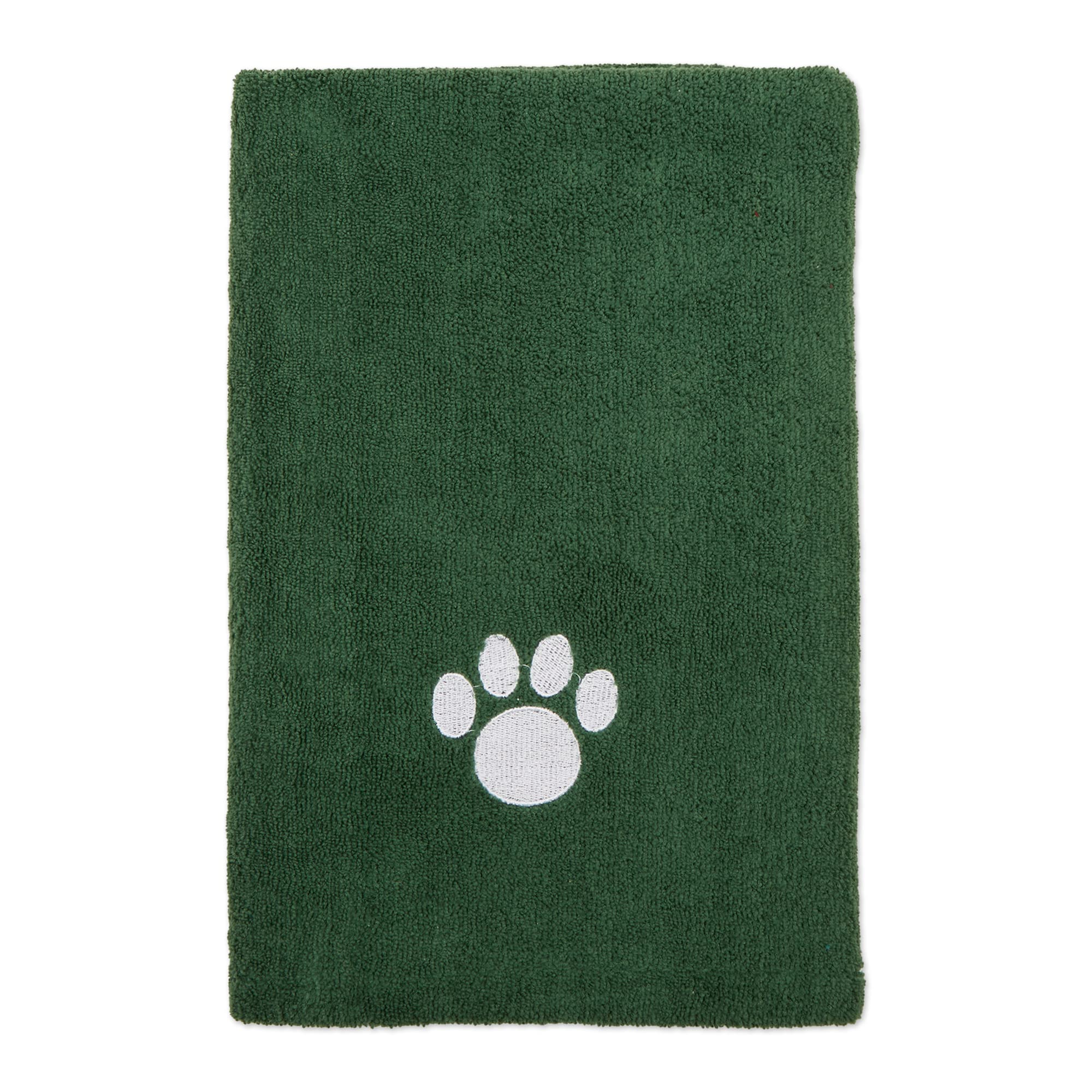 Bone Dry Pet Grooming Towel Collection Absorbent Microfiber X-Large, 41x23.5, Embroidered Hunter Green