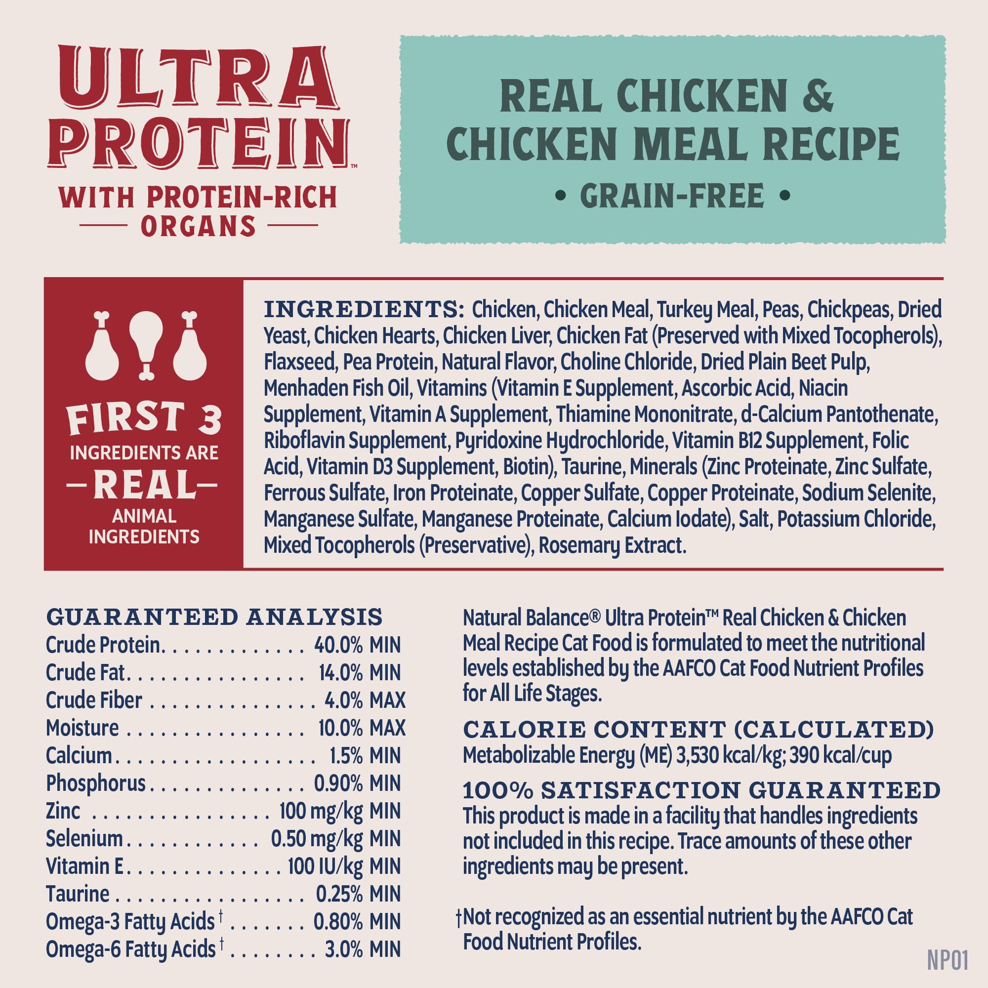 Natural Balance Ultra Protein Dry Cat Food, Real Chicken & Chicken Meal Recipe with Protein-Rich Organs - 6 lbs.