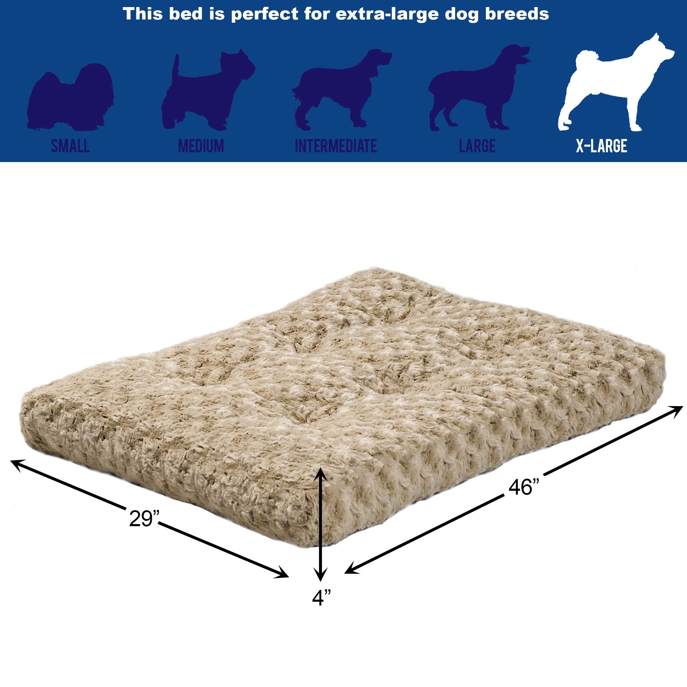 Midwest Homes For Pets Deluxe Dog Beds | Super Plush Dog & Cat Beds Ideal For Dog Crates | Machine Wash & Dryer Friendly, 1-Year Warranty, Mocha, 46.0' L X 28.0' W X 3.0' Th