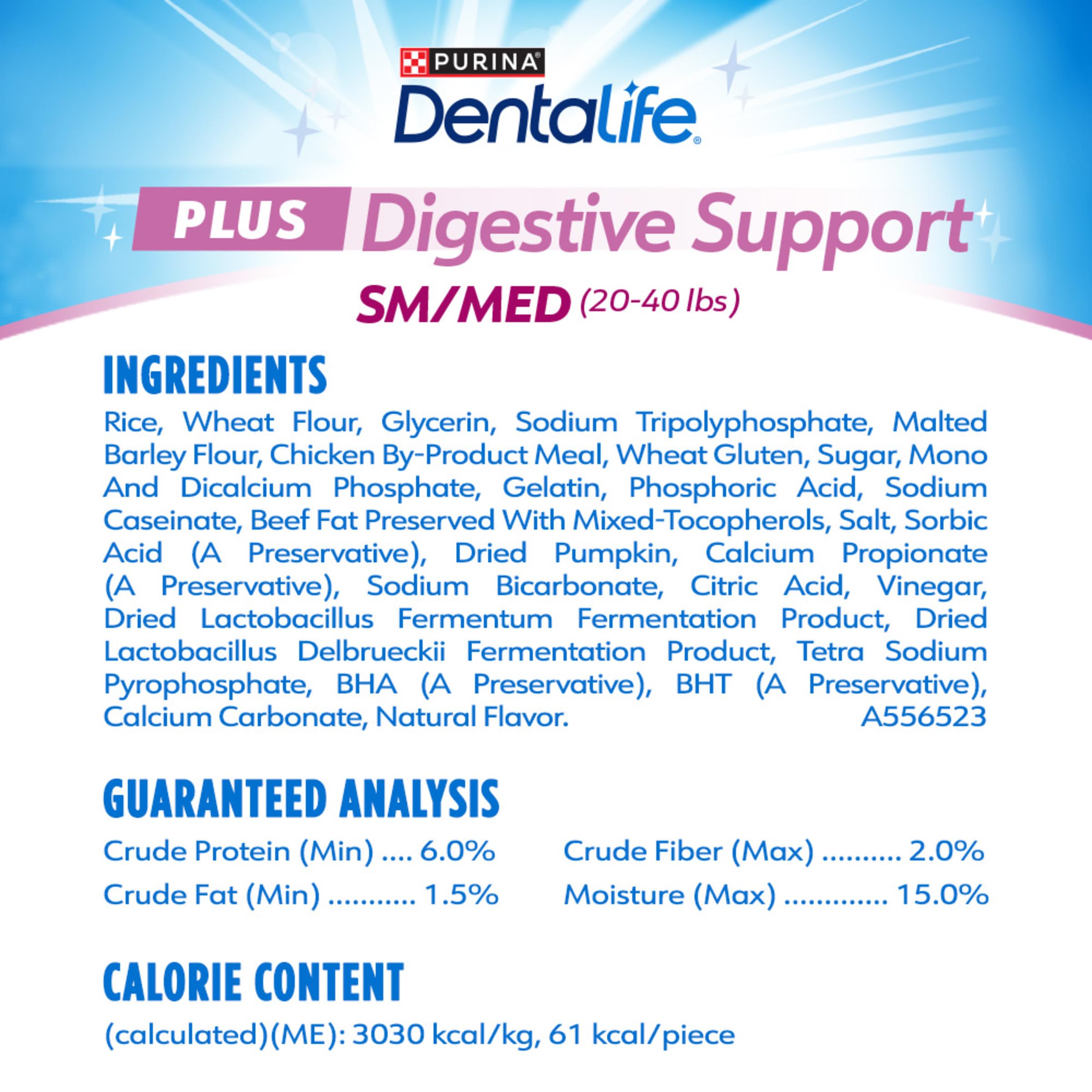Dentalife Plus Digestive Support Dog Treats for Small and Medium Dogs 20-40 lbs., Cleans Teeth, Freshens Breath, & Supports Heal