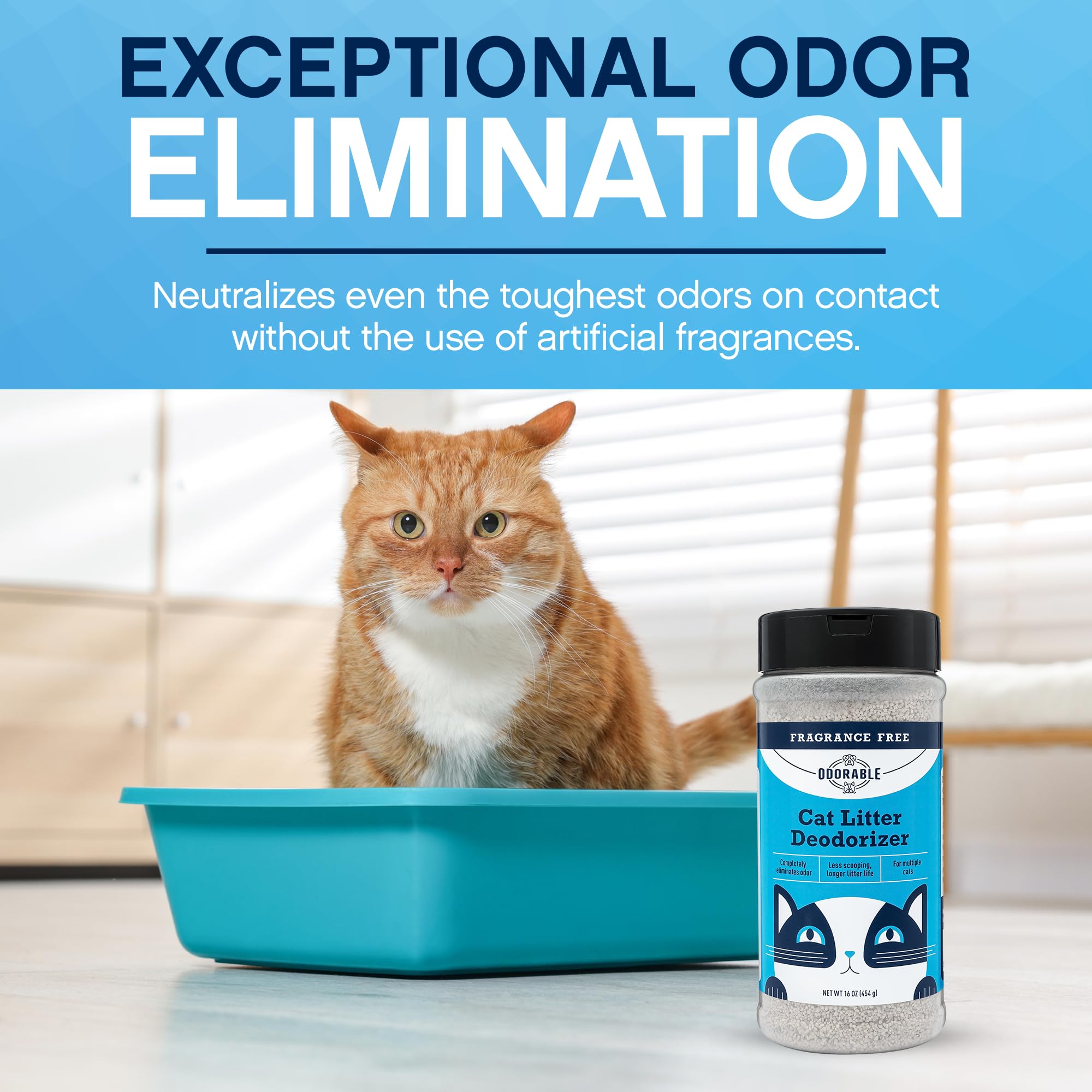 Odorable Cat Litter Deodorizer - Unscented Odor Eliminator & Litter Box Cleaner & Freshener, Non-Tracking, Dust-Free, Easy Clump
