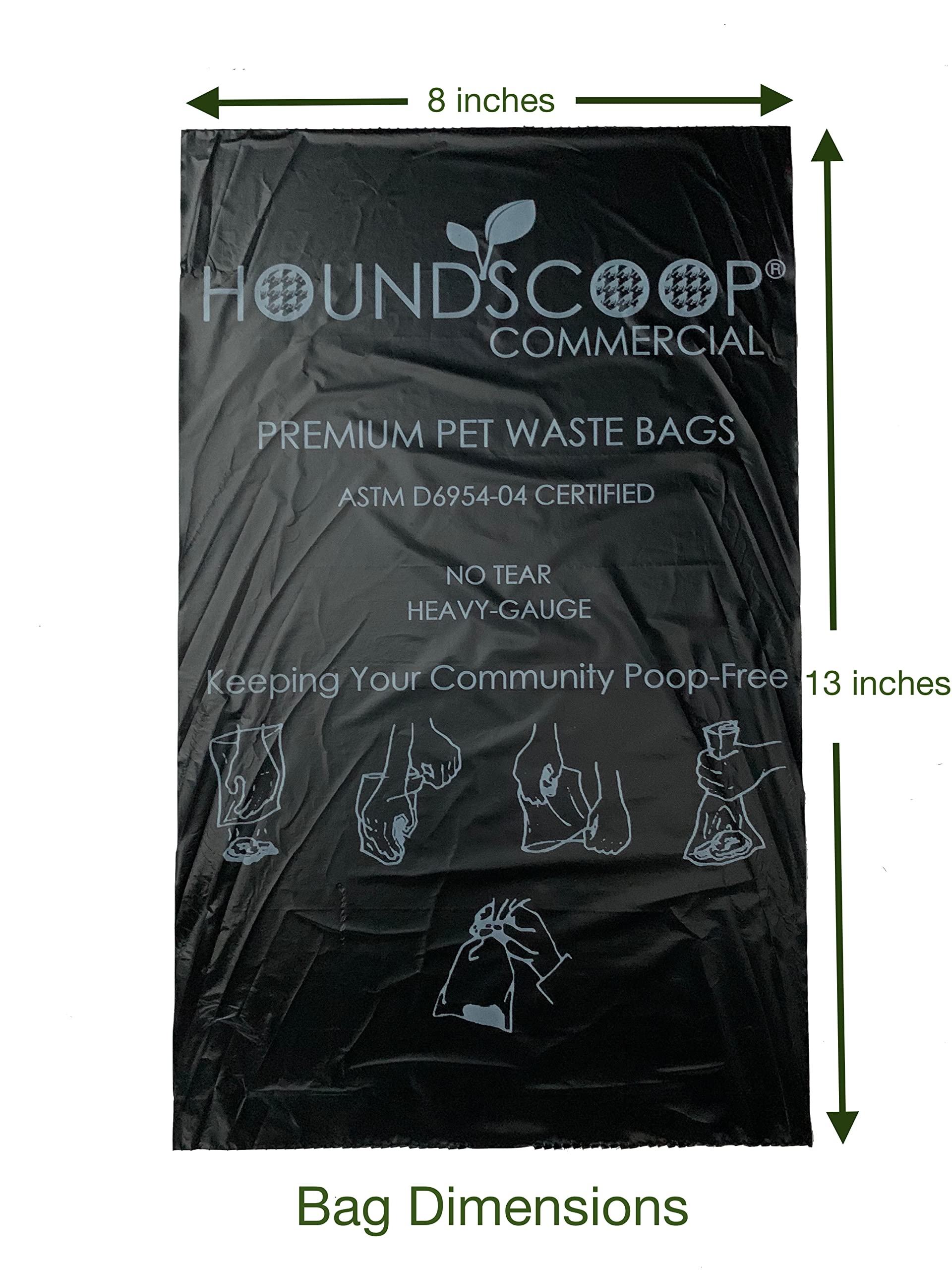 HOUNDSCOOP Pet Waste Bags - 2000 Count, Black Opaque, Polyethylene, HS-RB-2000, Ideal for Dog Waste Stations, HOA & Commercial Use