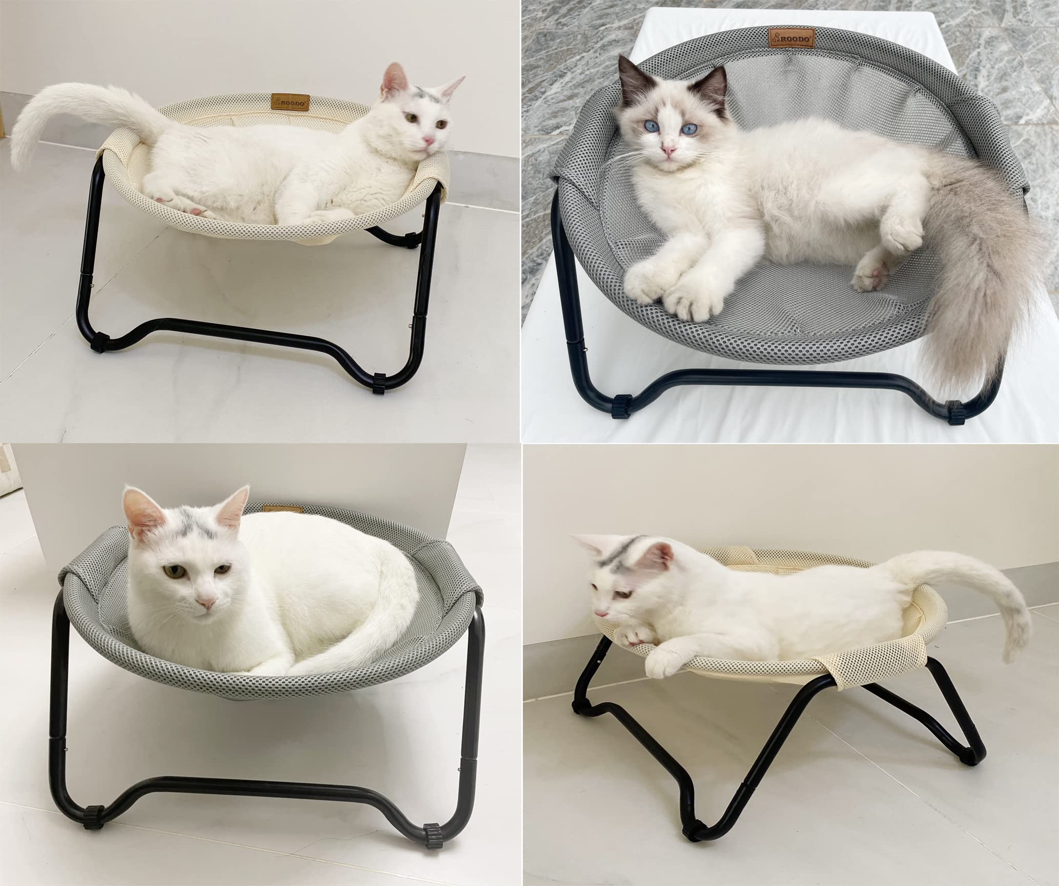 Roodo Cat Hammock Bed Free-Standing Removable Washable Mesh Roundness Couch Excellent Breathability And Easy Assembly Comfortabl