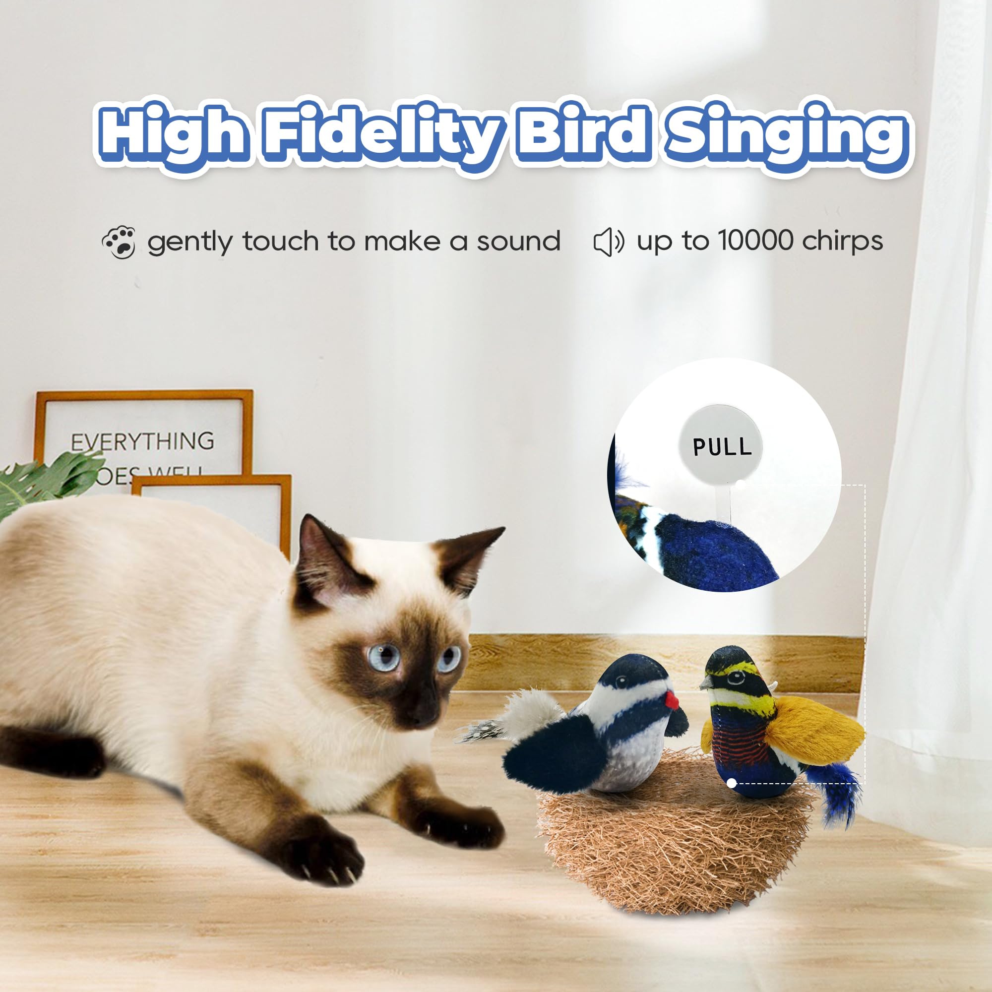 LEWISER Cat Toys Chirping Tit 2 Pcs with Catnip SilverVine, Suitable for Cat Wand Toys, Simulation Bird Design, Interactive Toys