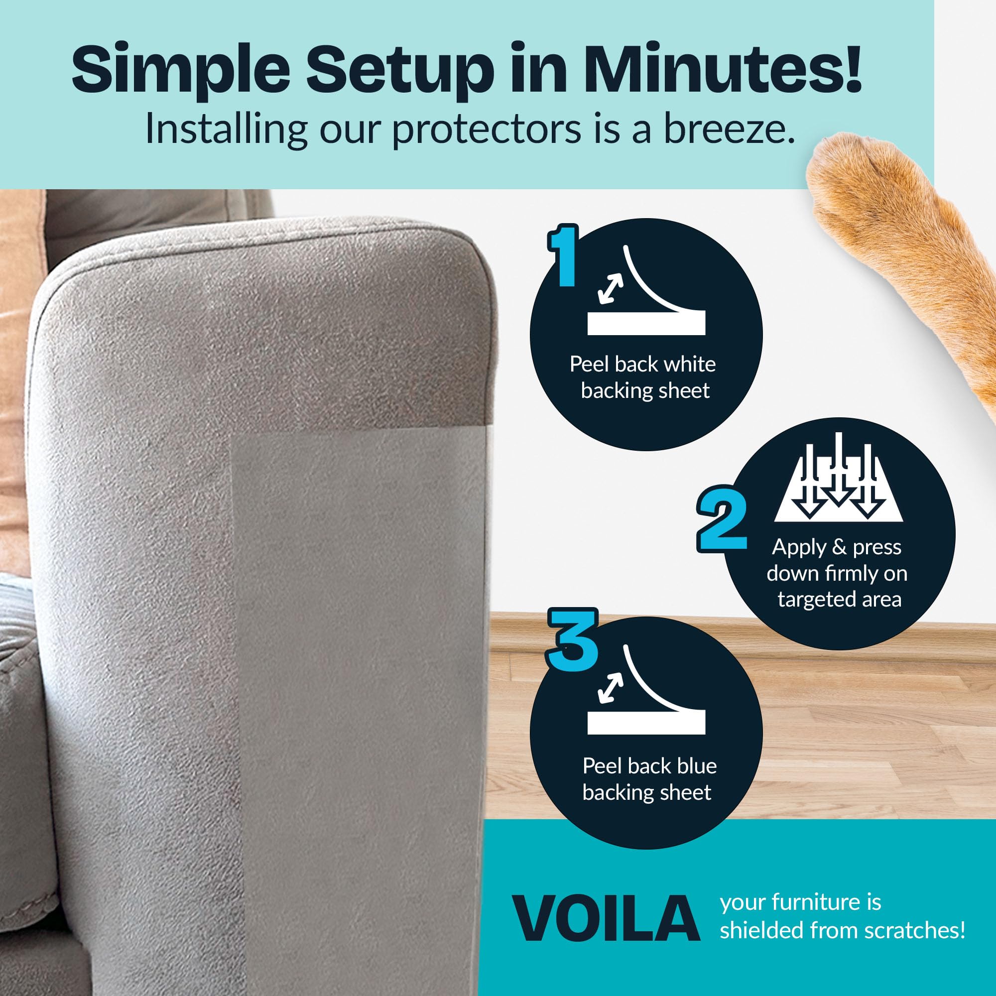 Reli. Cat Scratch Furniture Protector (10 Pack, Double Sided), Combo Pack | Cat Couch Protector From Claws/Clear Anti Scratch Fu