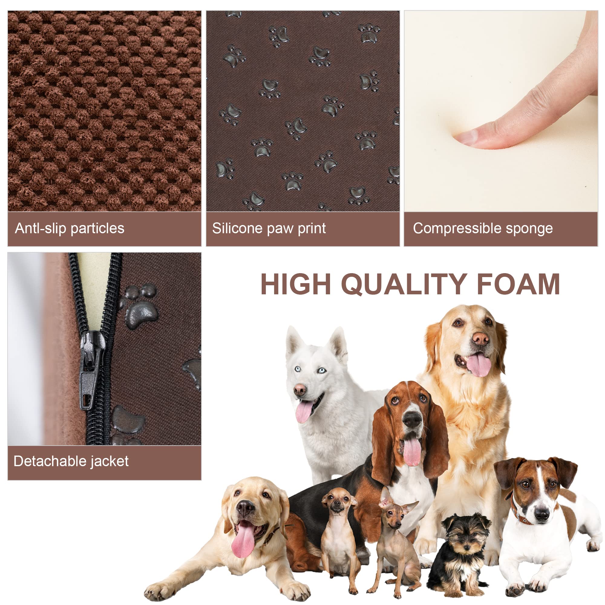 Dog Stairs For Small Dogs, High Density Foam Dog Ramp, Extra Wide Non-Slip Pet Steps For High Beds Or Couch, Soft Foam Doggie La