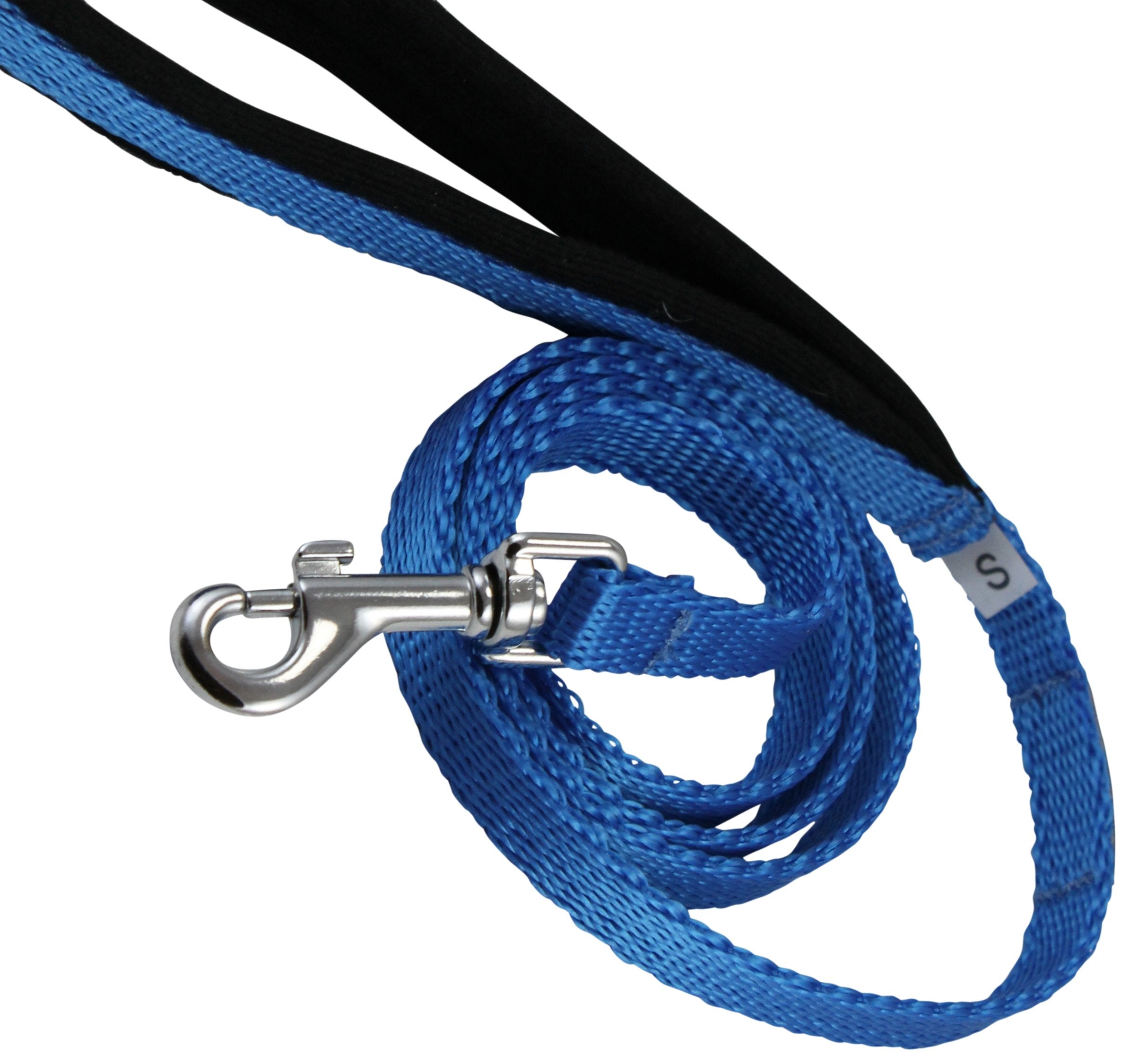 Dogs My Love 4Ft Long Neoprene Padded Handle Nylon Leash 4 Sizes Blue (Small - 3/8' Wide)