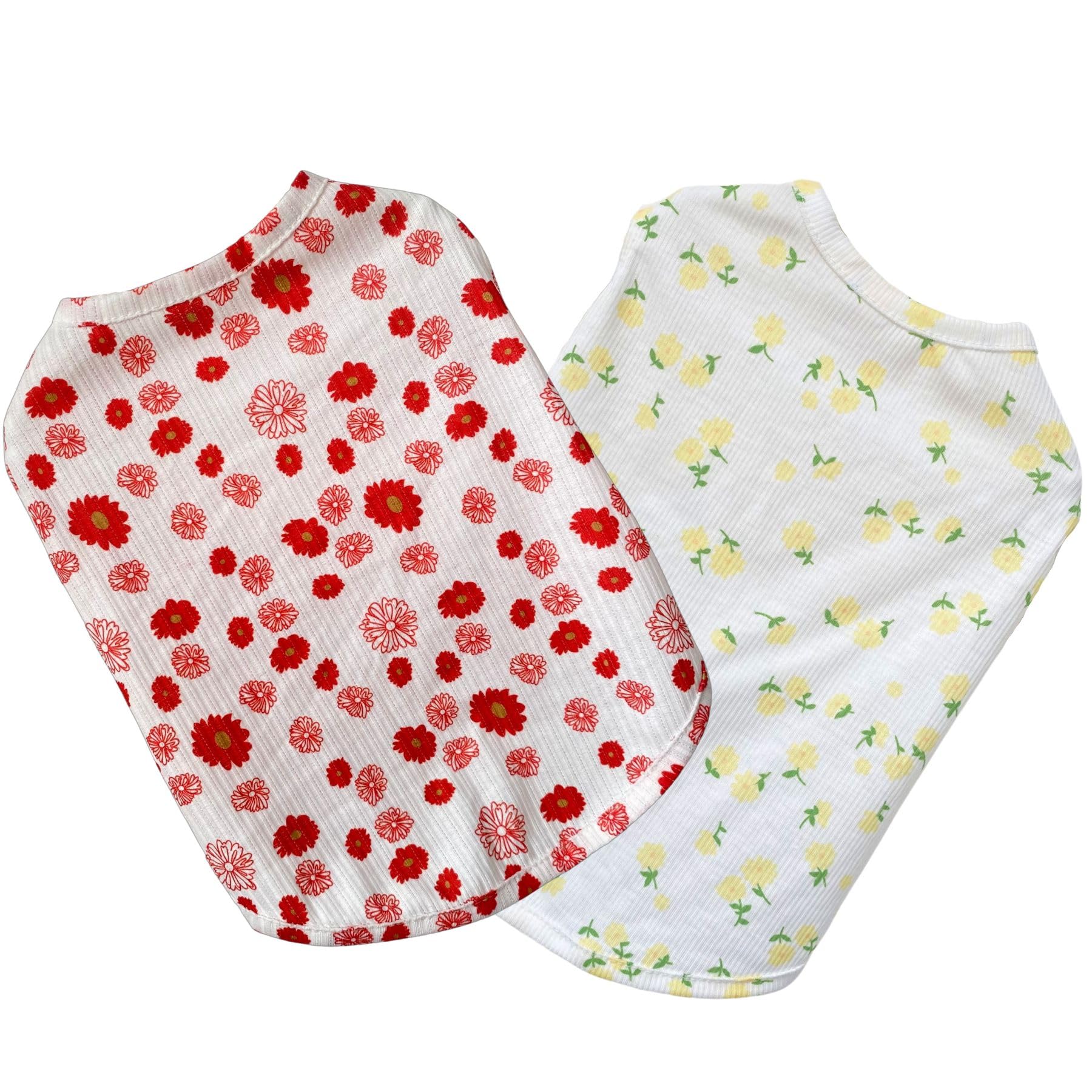 2Pcs Summer Dog Cotton T Shirt Pet Tee Shirts Puppy Daisy Flower Prints Clothes Apparel For Small Dogs Cats