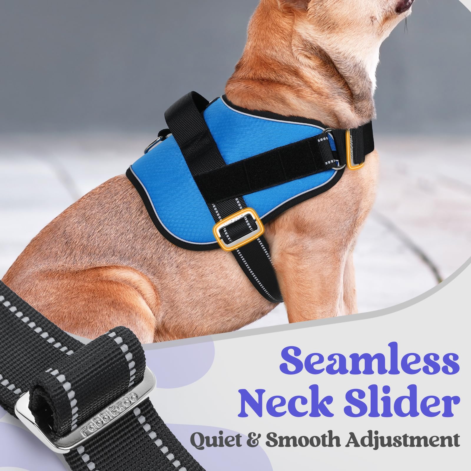 Rabbitgoo Dog Harness For Large, Easy On Pet Vest With One Buckle, No Pull Adjustable Service Harness With D-Ring & Handle, Refl