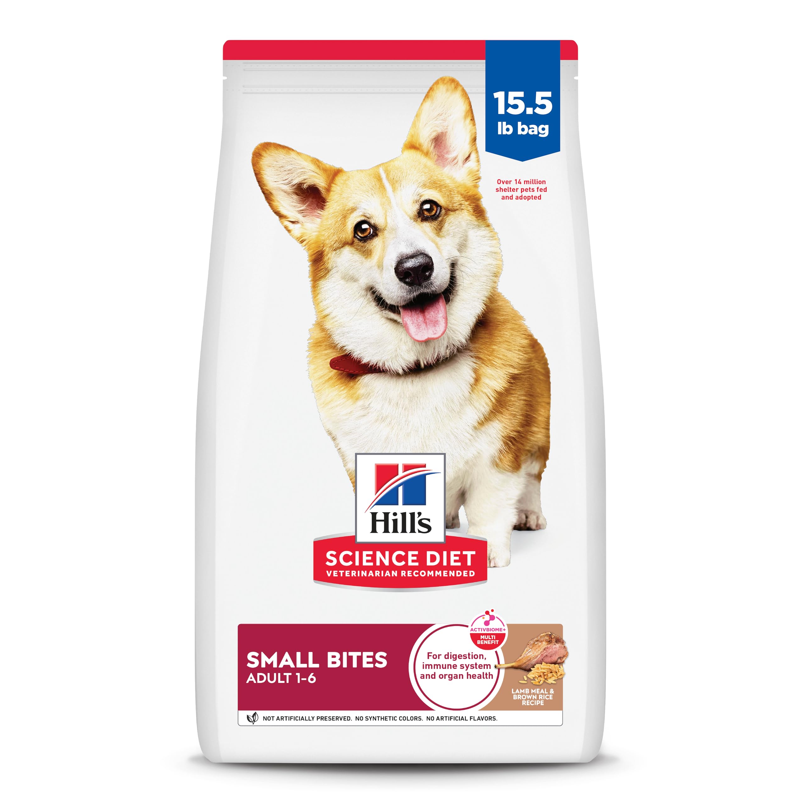 Hills Science Diet Adult 1-6, Adult 1-6 Premium Nutrition, Small Kibble, Dry Dog Food, Lamb & Brown Rice, 15.5 lb Bag