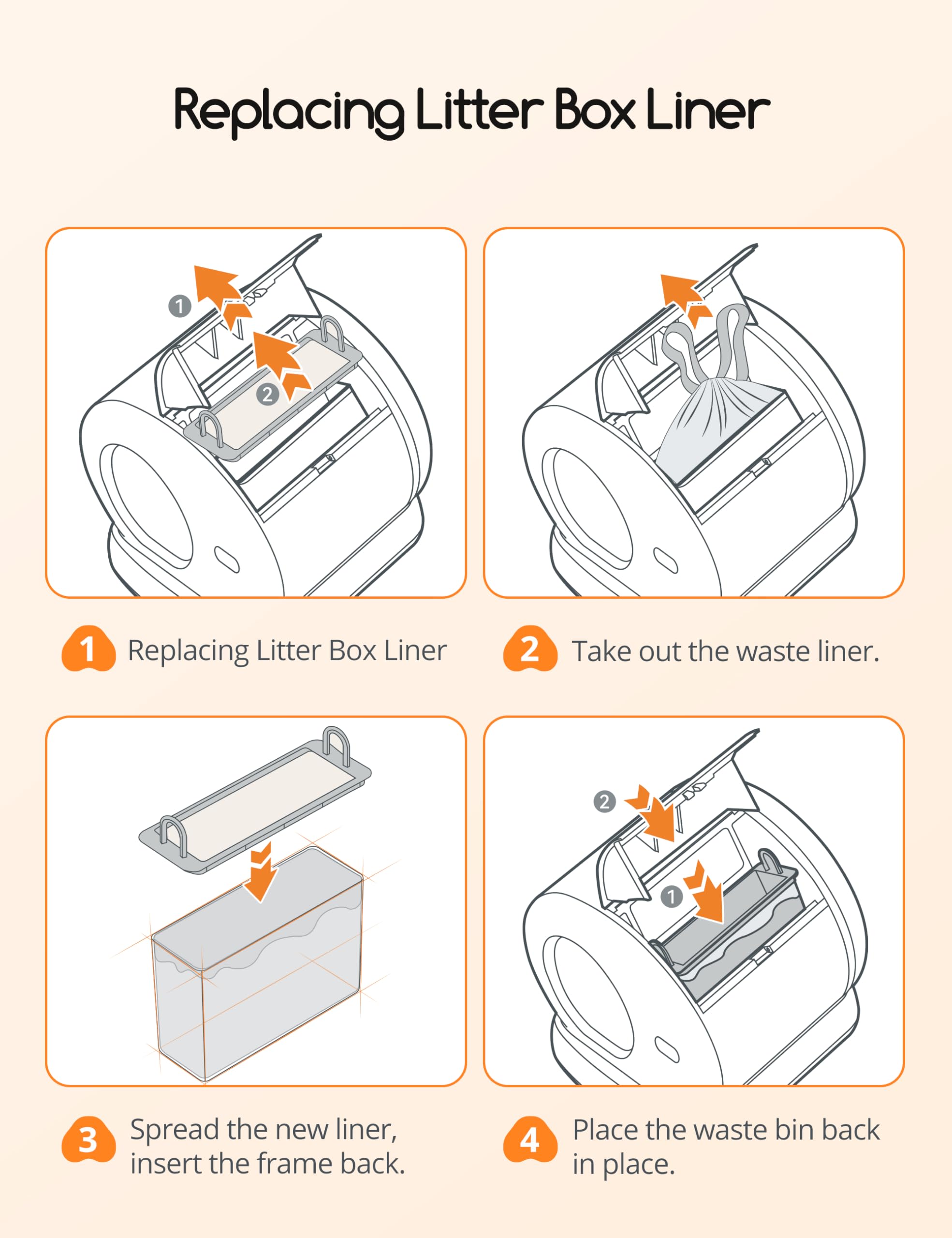 Meowant Cat Litter Box Liners, 20pcs Thickened Plastic Drawstring Bags for MW-SC01/MW-SC02, One Size, Liner Color